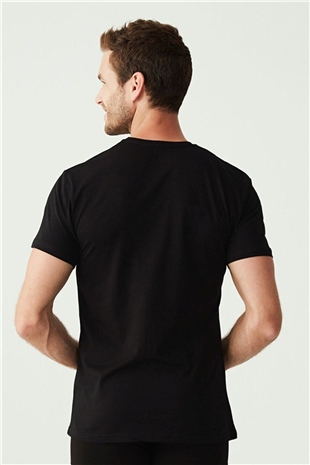 U.S. Polo Assn. 80197 Erkek Siyah 2li Yuvarlak Yaka Kısa Kol Atlet