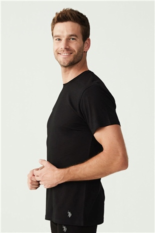 U.S. Polo Assn. 80197 Erkek Siyah 2li Yuvarlak Yaka Kısa Kol Atlet