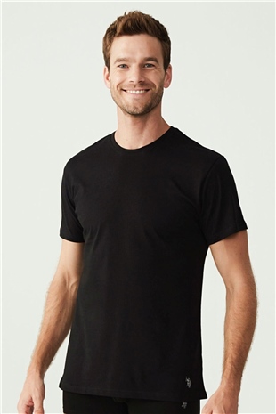 U.S. Polo Assn. 80197 Erkek Siyah 2li Yuvarlak Yaka Kısa Kol Atlet