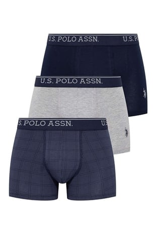 U.S. Polo Assn. 80263 Erkek Lacivert-Gri-İndigo 3lü Boxer