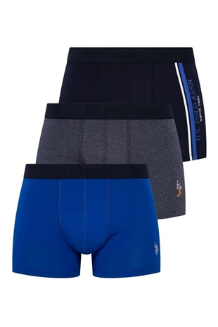 U.S. Polo Assn. 80307 Erkek Lacivert-Sax-Lacivert 3lü Boxer