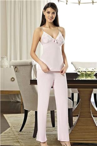 Xses 2030 Kadın Pudra Sabahlıklı Pijama Takım