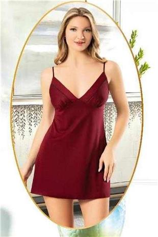 Xses 5025 Kadın Bordo Penye 4Lü Şortlu Sabahlık Gecelik Çeyizlik Takım
