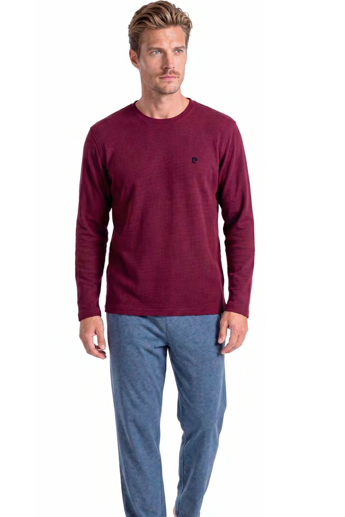 	Pierre Cardin 6145 Erkek Bordo Uzun Kollu Bisiklet Yaka Pijama Takımı