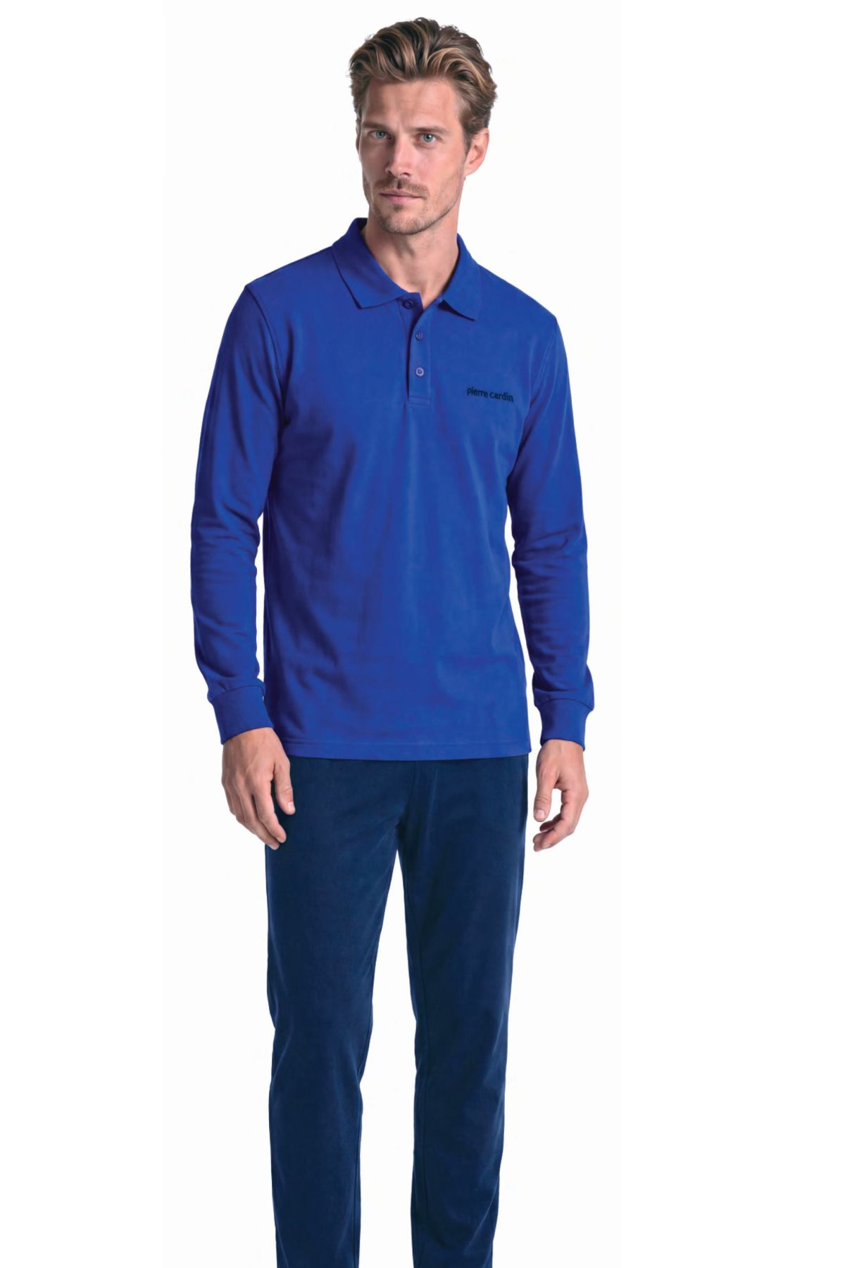 	Pierre Cardin 6150 Erkek Saks Uzun Kollu Yarım Pat Polo Yaka Eşofman Takımı