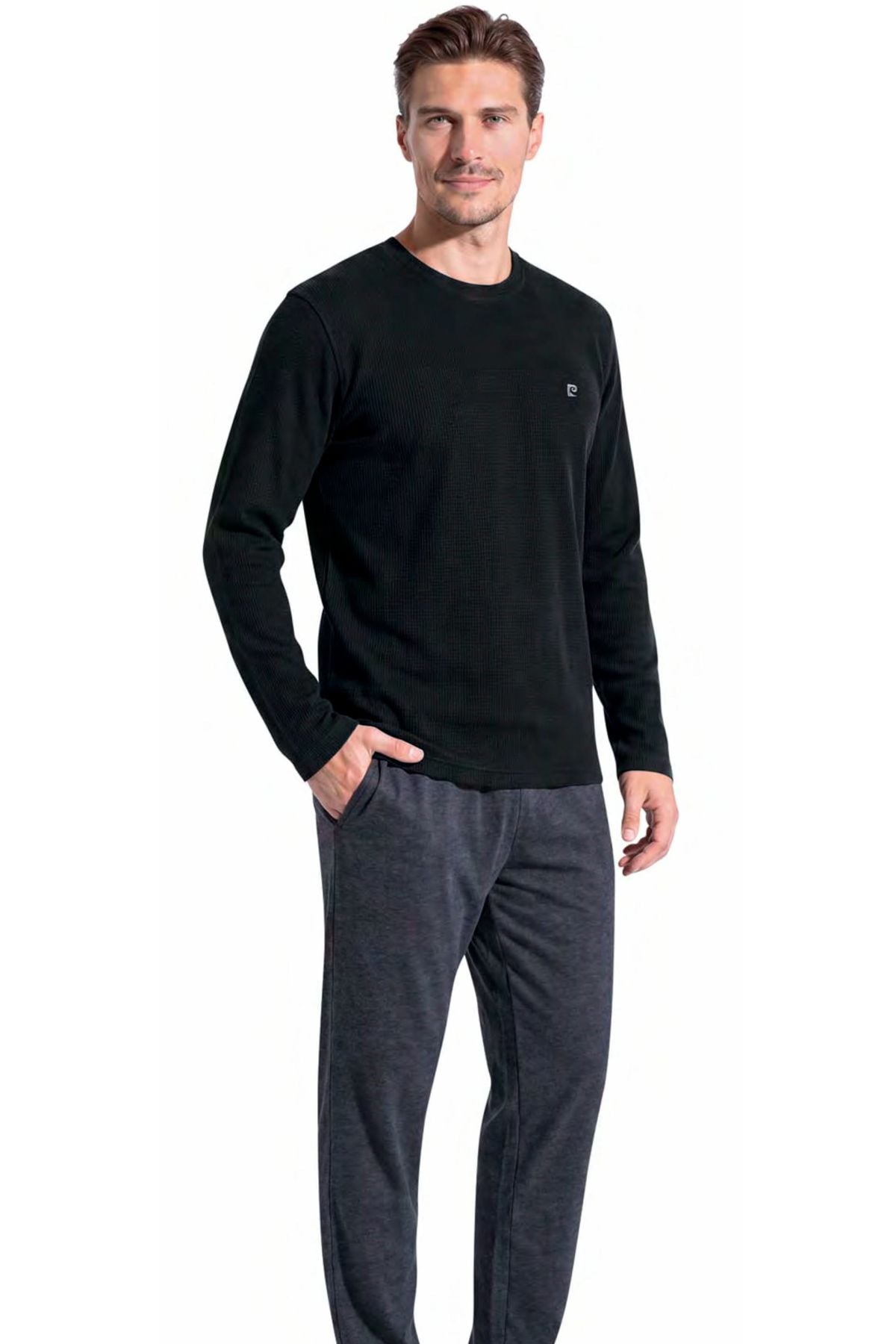 	Pierre Cardin 6145 Erkek Sıyah Uzun Kollu Bisiklet Yaka Pijama Takımı