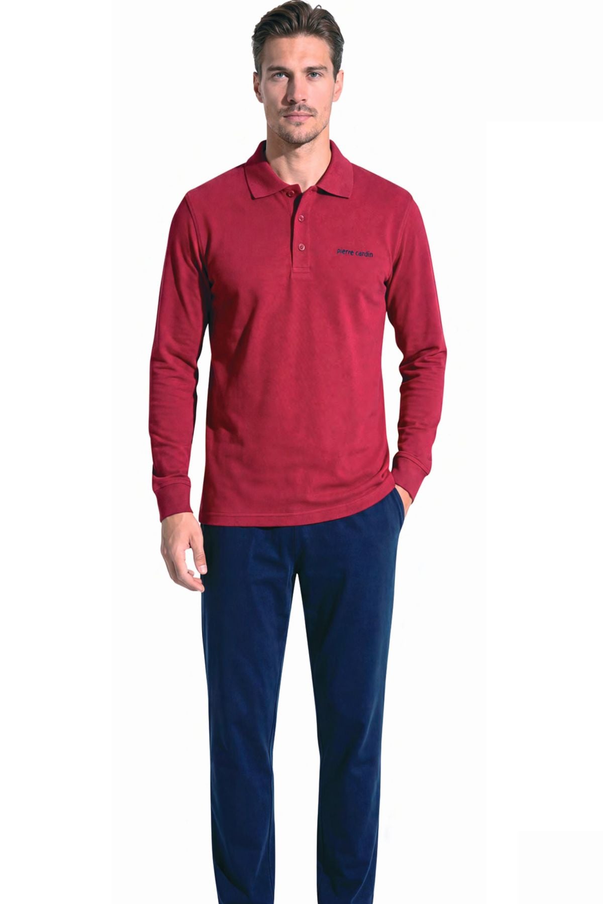 	Pierre Cardin 6150 Erkek Bordo Uzun Kollu Yarım Pat Polo Yaka Eşofman Takımı