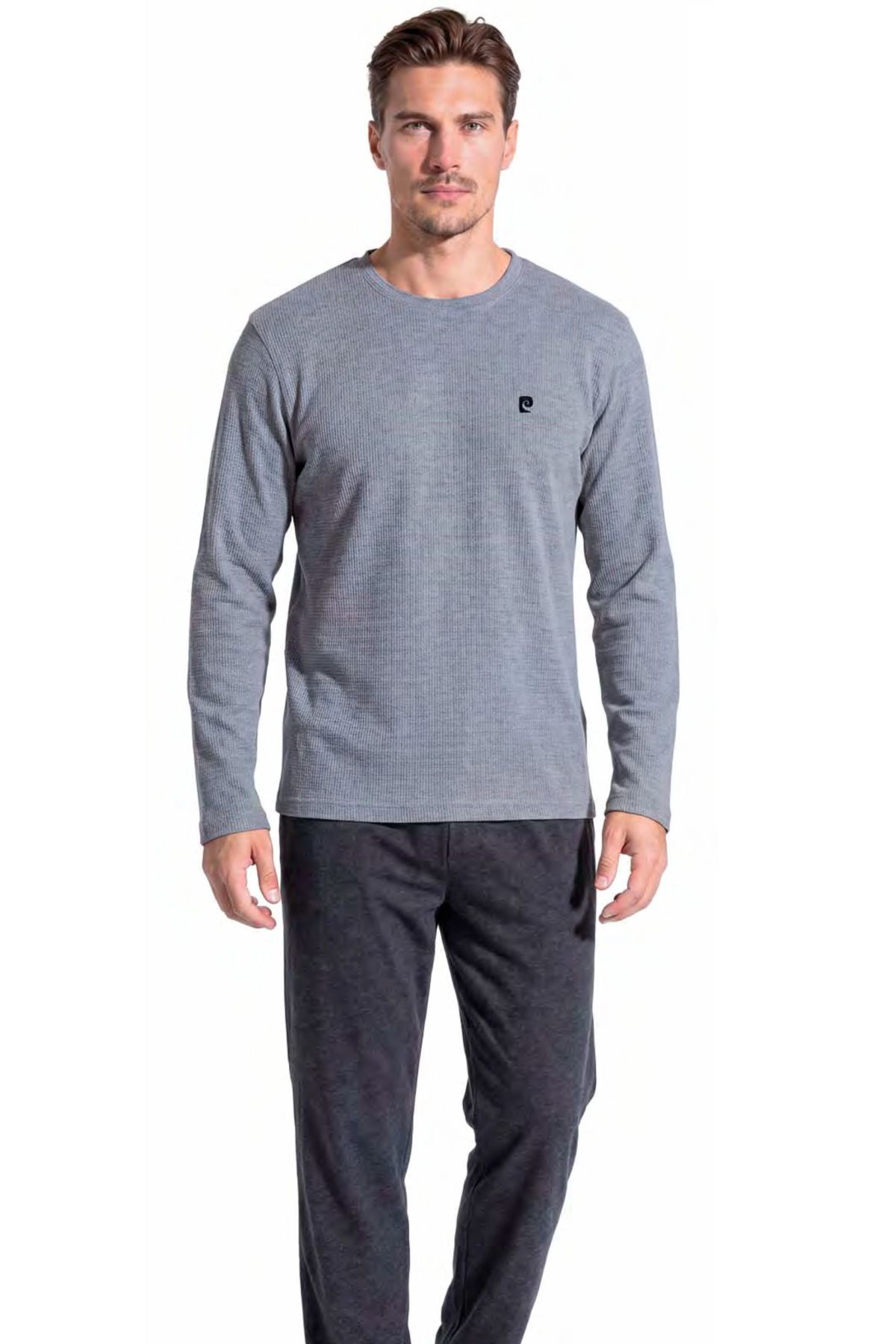 	Pierre Cardin 6145 Erkek Grı Uzun Kollu Bisiklet Yaka Pijama Takımı