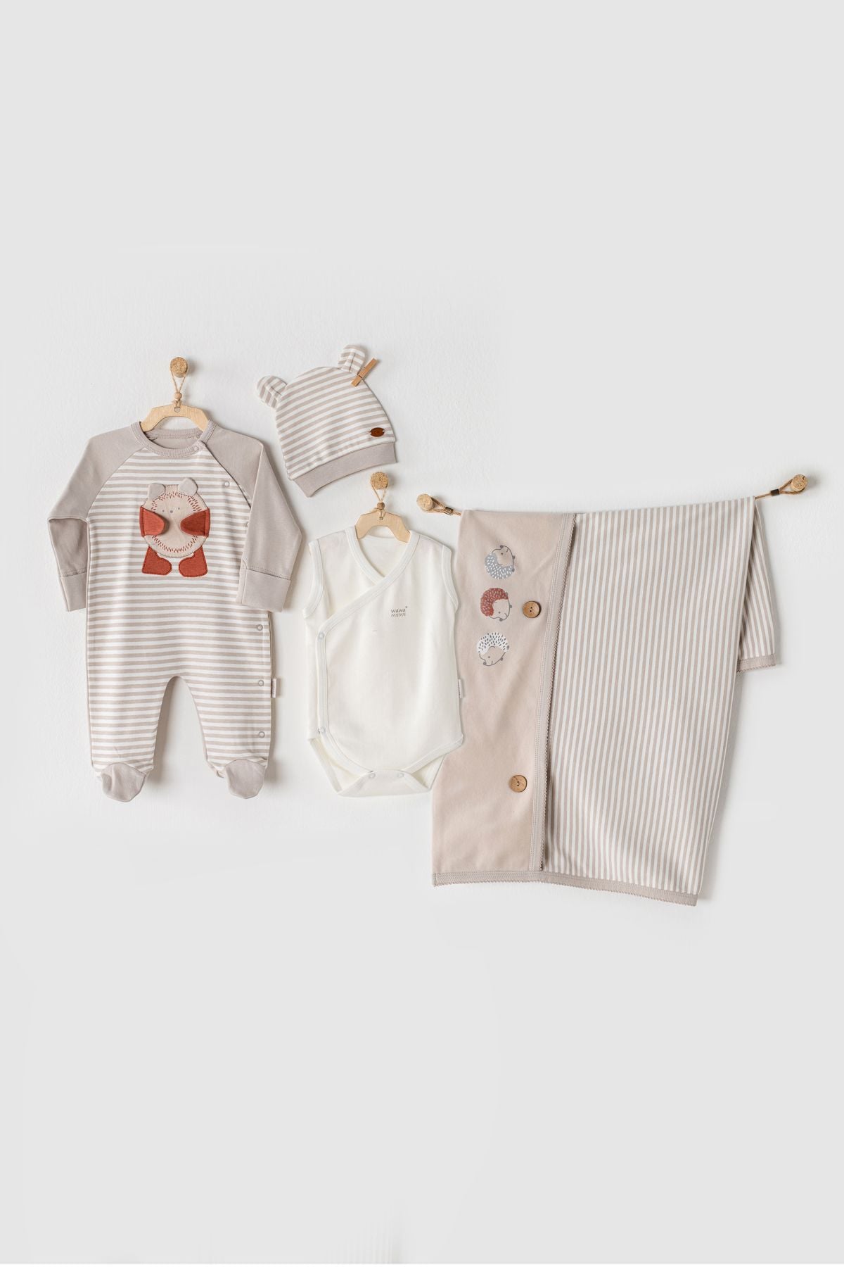 Andywawa AC23025 Bebek Hastane Çıkışı 4 Pcs Tül Kılıflı Set Newborn Organic Newborn BabyErkek Bebek 5'li SetAndywawa