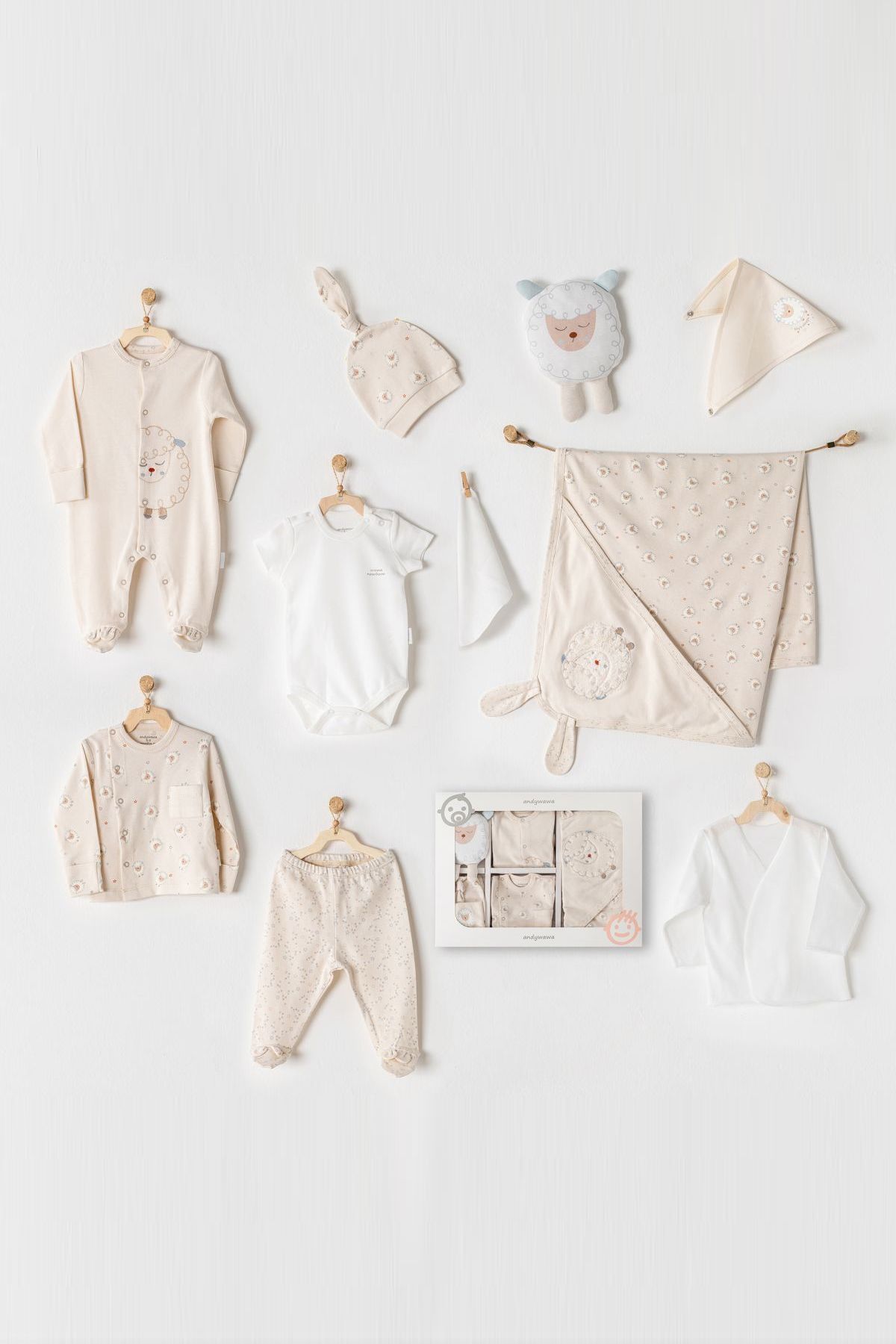 Andywawa AC23031 Bebek Hastane Çıkışı 10 Pcs Newborn Set Tiny SheepErkek Bebek 10'lu SetAndywawa