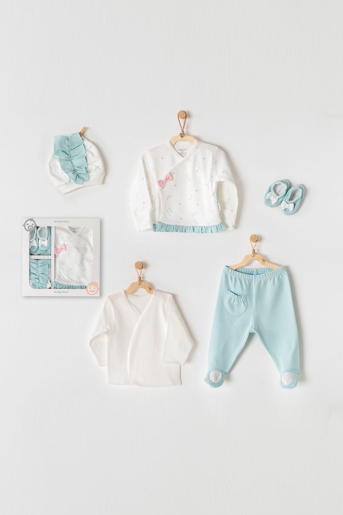 Andywawa AC23110 Bebek Hastane Çıkışı 5 Pcs Newborn Set DragonflyKız Bebek 5'li SetAndywawa