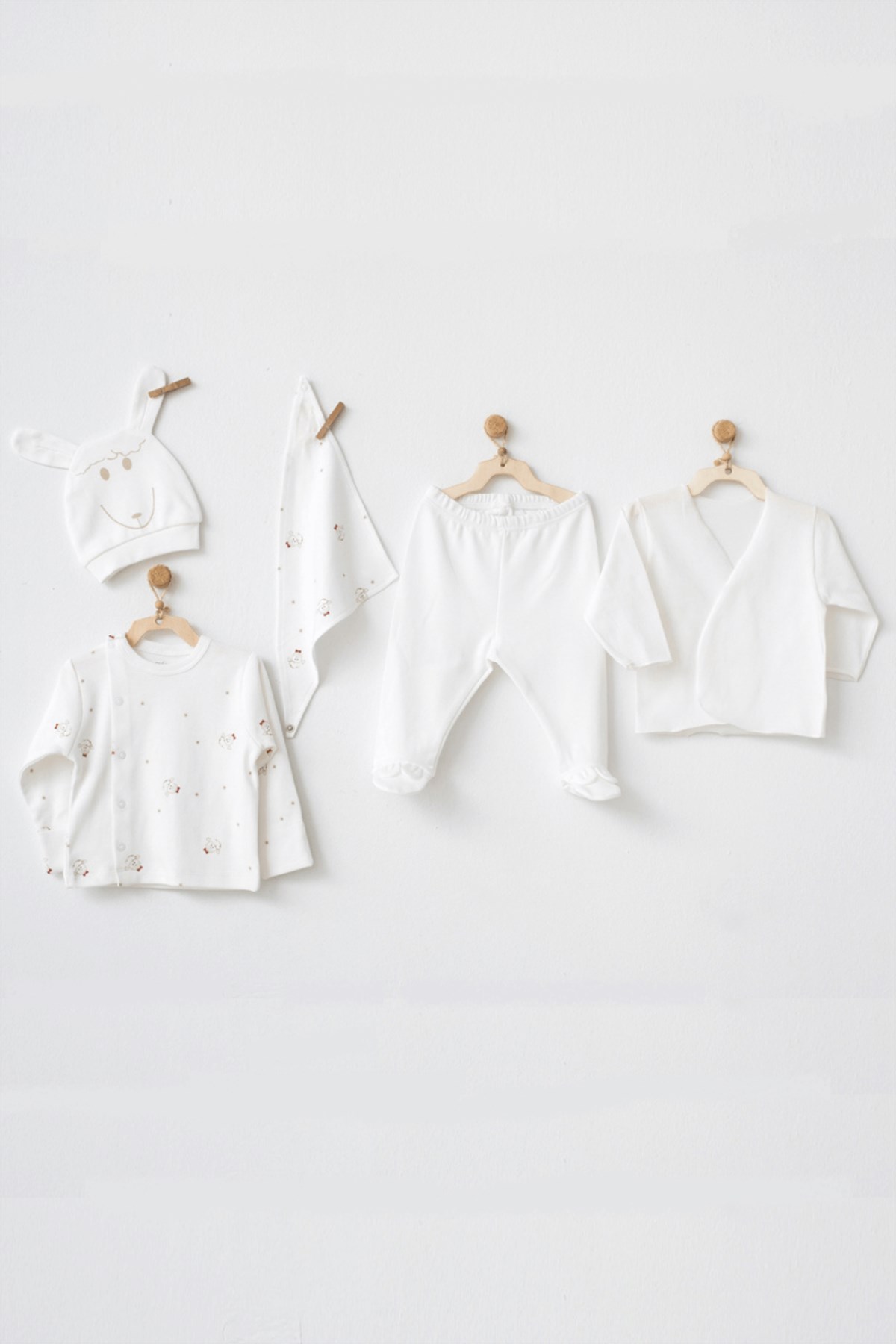 Andywawa Ekru Unisex Sweet Sheep Bebek 5'li Hastane Çıkışı AC20800Kız Bebek 5'li SetAndywawa