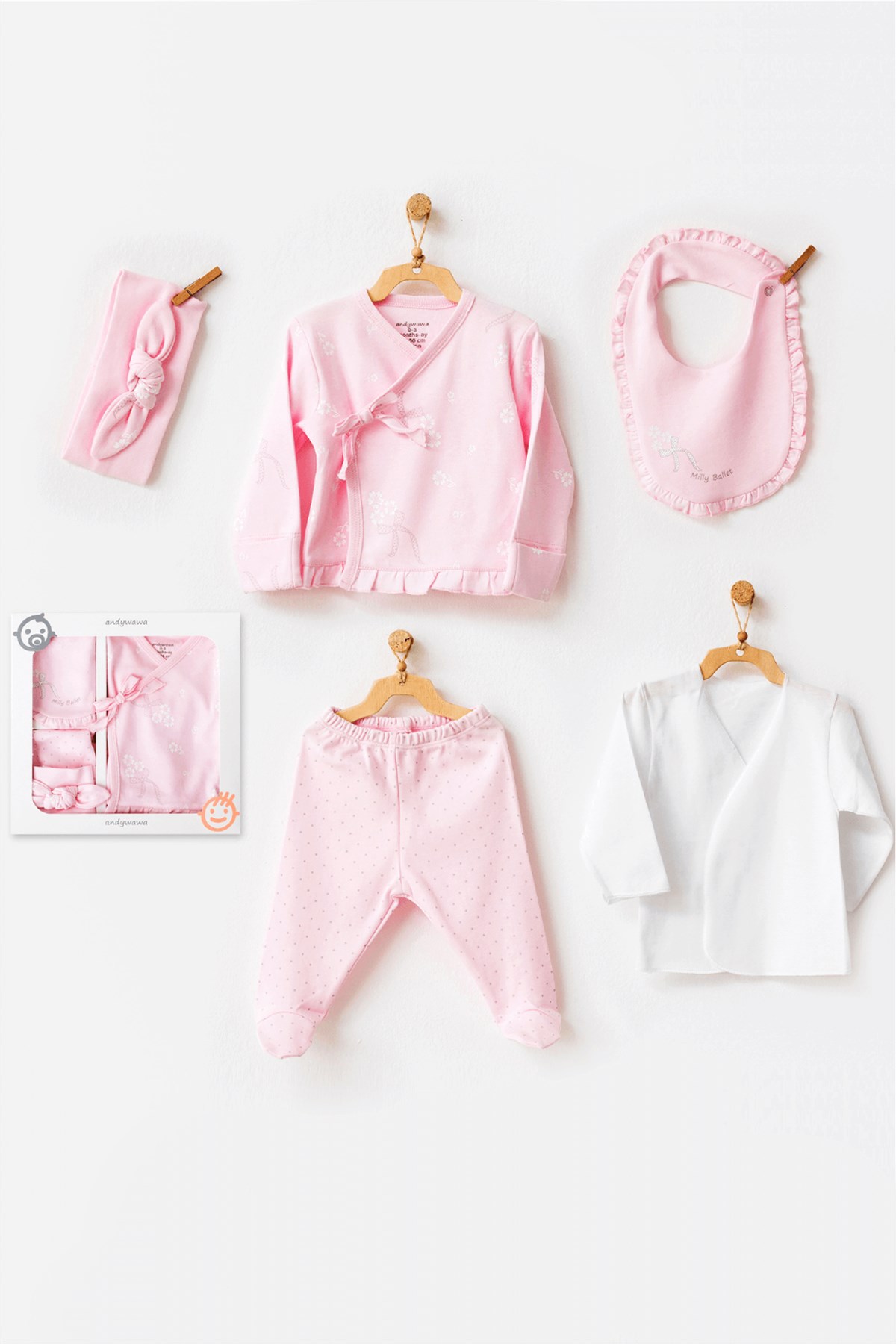 Andywawa Kız Bebek 5'li Milly Ballet Pembe Hastane Çıkışı AC21790Kız Bebek 5'li SetAndywawa