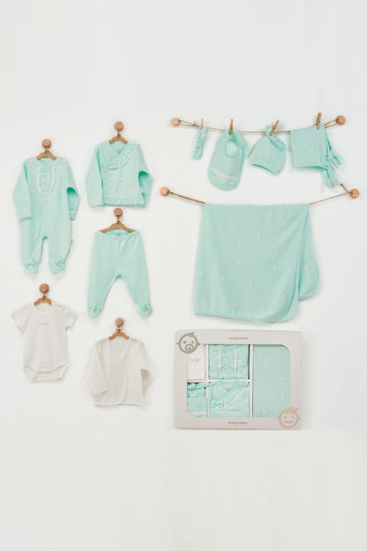 Andywawa Mint Summer Paradise Kız Bebek 10'lu Hastane Çıkışı AC22801Kız Bebek 10'lu SetAndywawa