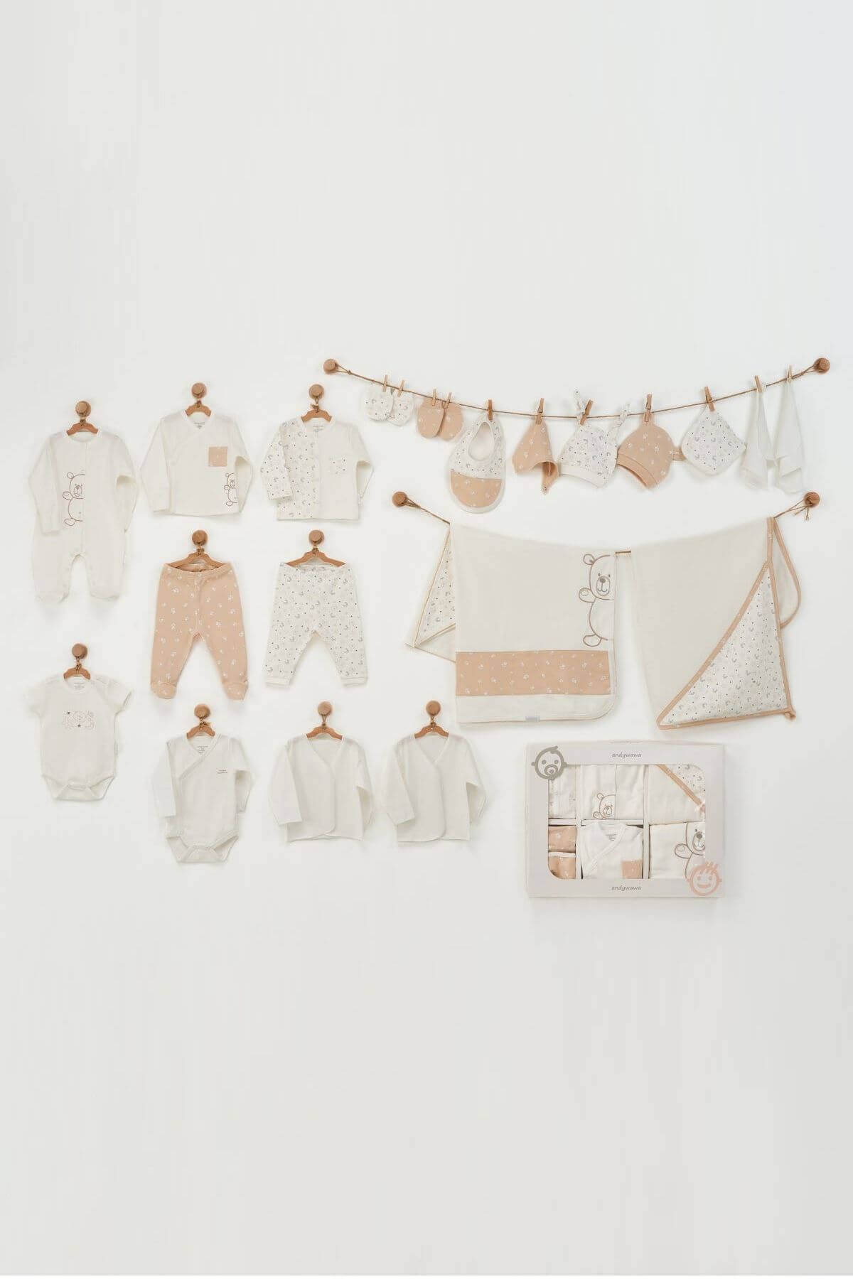 Andywawa Yenidoğan Set Little Wawa Bear Bej Erkek Bebek 20'li Hastane Çıkışı AC22762Erkek Bebek 20'li SetAndywawa