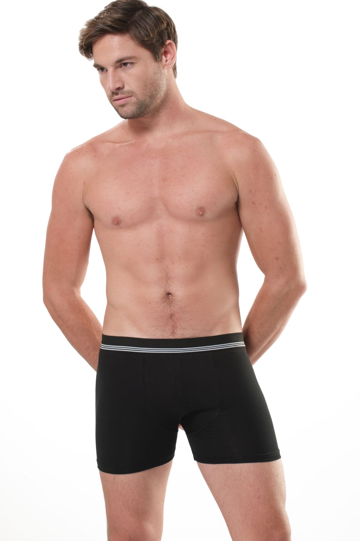 Anıt 1252 Siyah 3 Adet Çizgili Likralı Erkek BoxerBoxerAnıt Lingerie