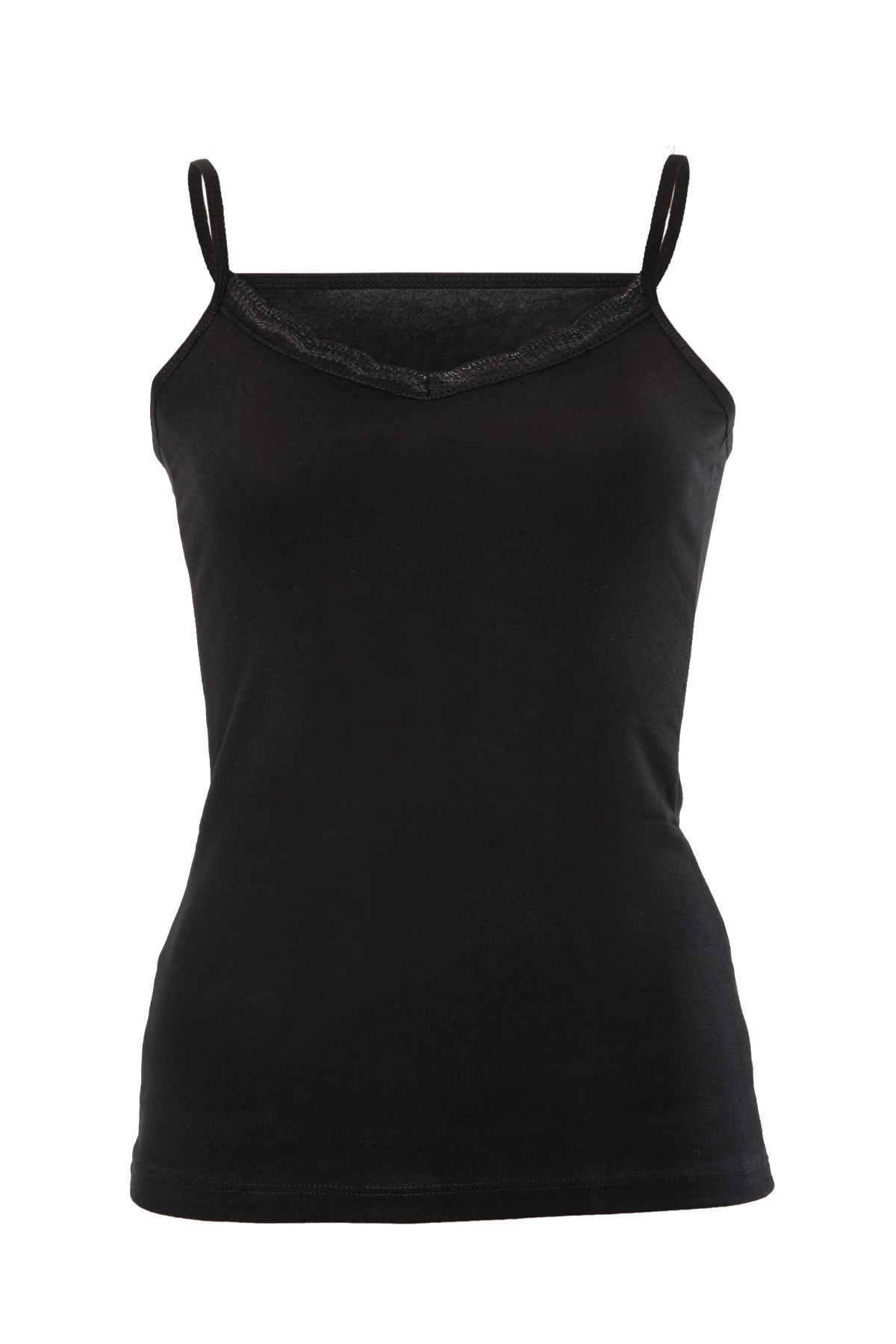Anıt 2809 Kadın Siyah V Yaka Dantelli AtletKadın AtletAnıt Lingerie