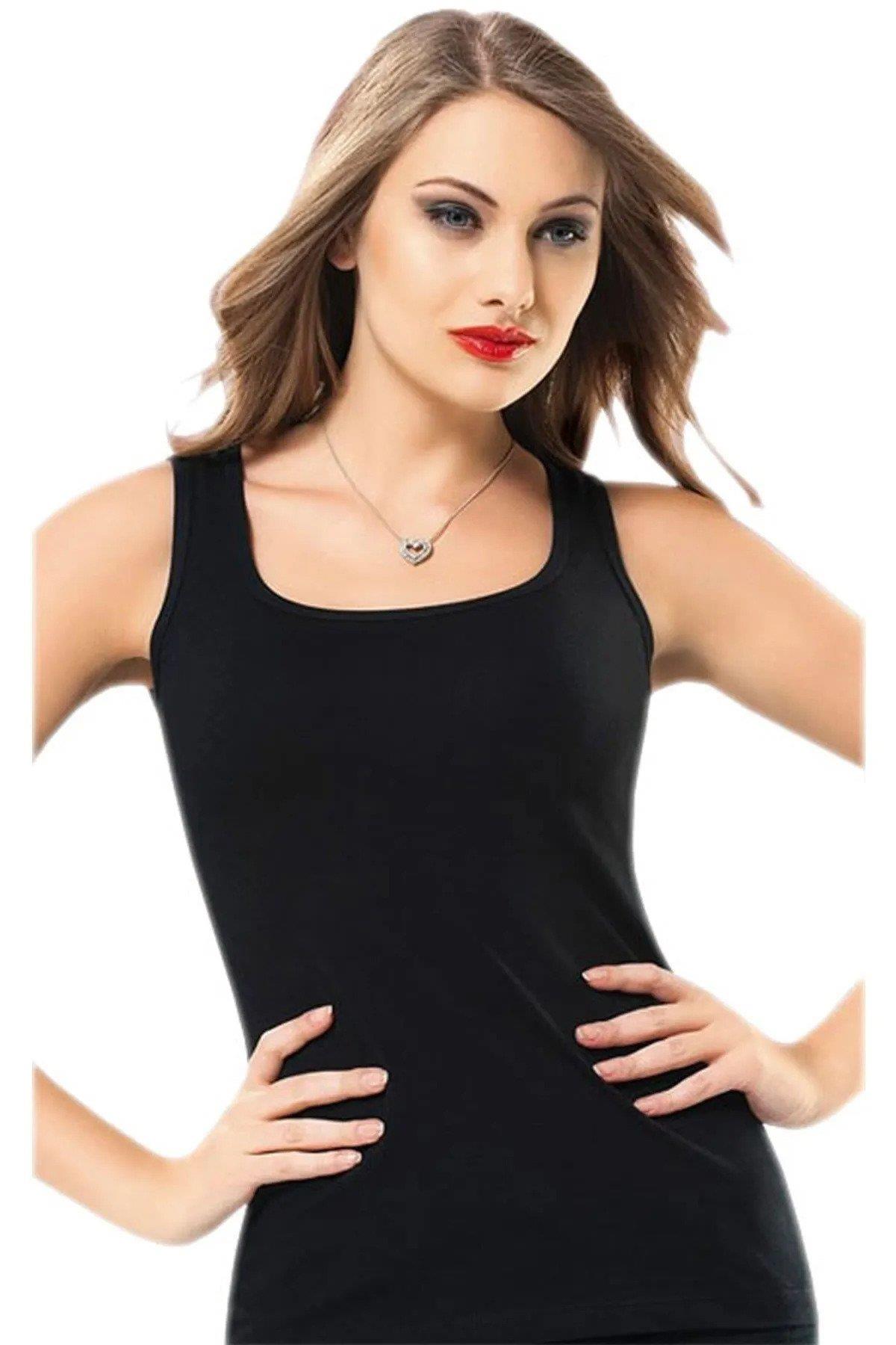 Anıt 2937 Kadın Siyah Likralı Havuz Yaka AtletKadın AtletAnıt Lingerie