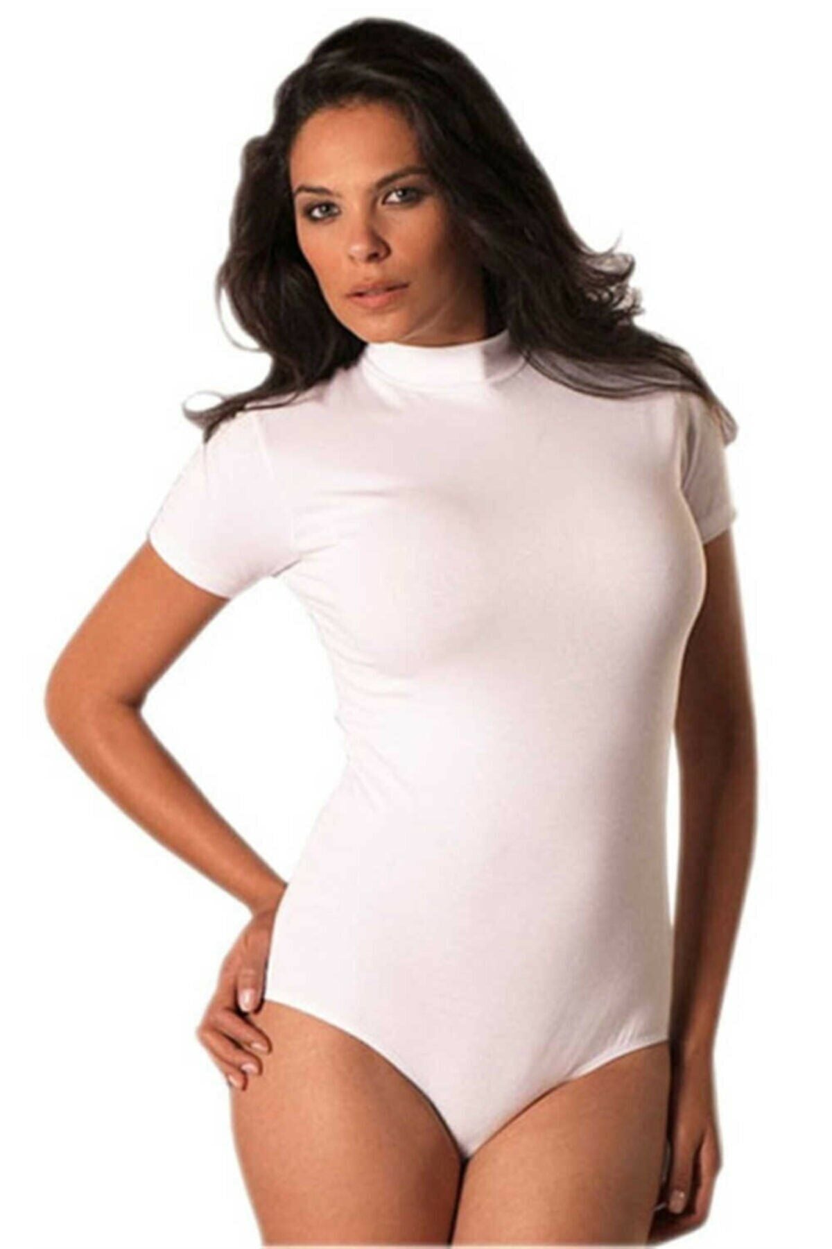 Anıt 4056 Kadın Beyaz Balıkcı Yaka Kısa Kol Pamuklu BodyKadın BodyAnıt Lingerie