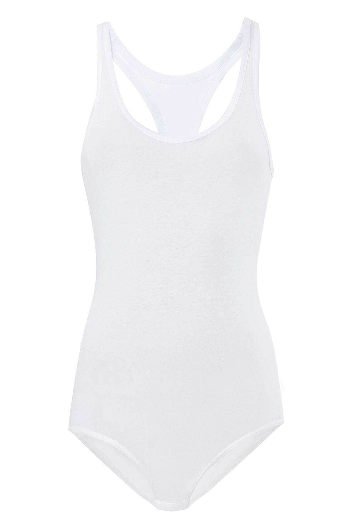 Anıt 4060 Kadın Beyaz Likralı Sporcu BodyKadın BodyAnıt Lingerie