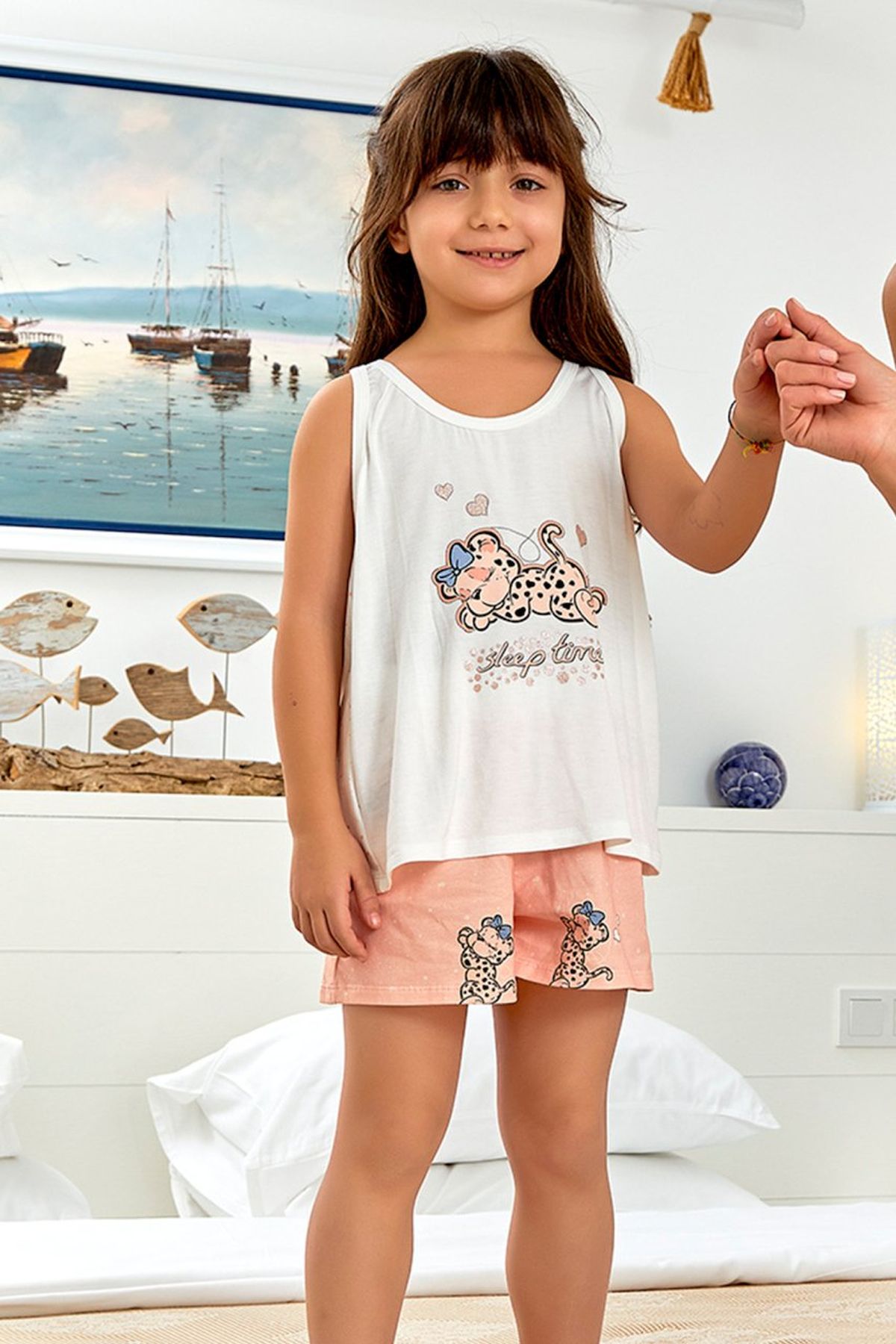 Aqua 22977 Krem Baskılı Kız Çocuk Pijama Şort TakımKız Çocuk Şortu TakımCossy By Aqua