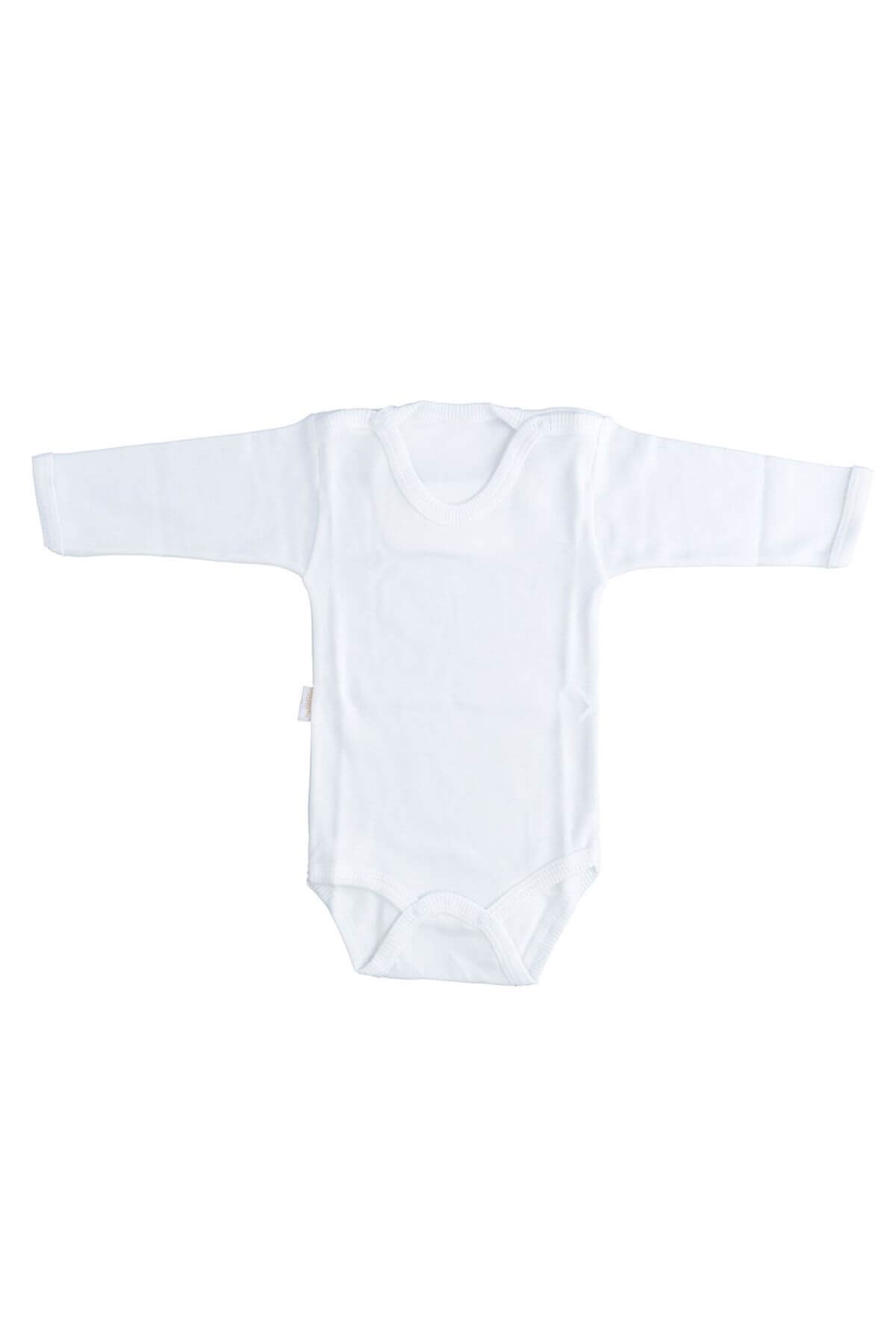Bebek Ekru Body Pamuklu Uzun Kol Çıtçıtlı Badi SB157Erkek Bebek BodySebi