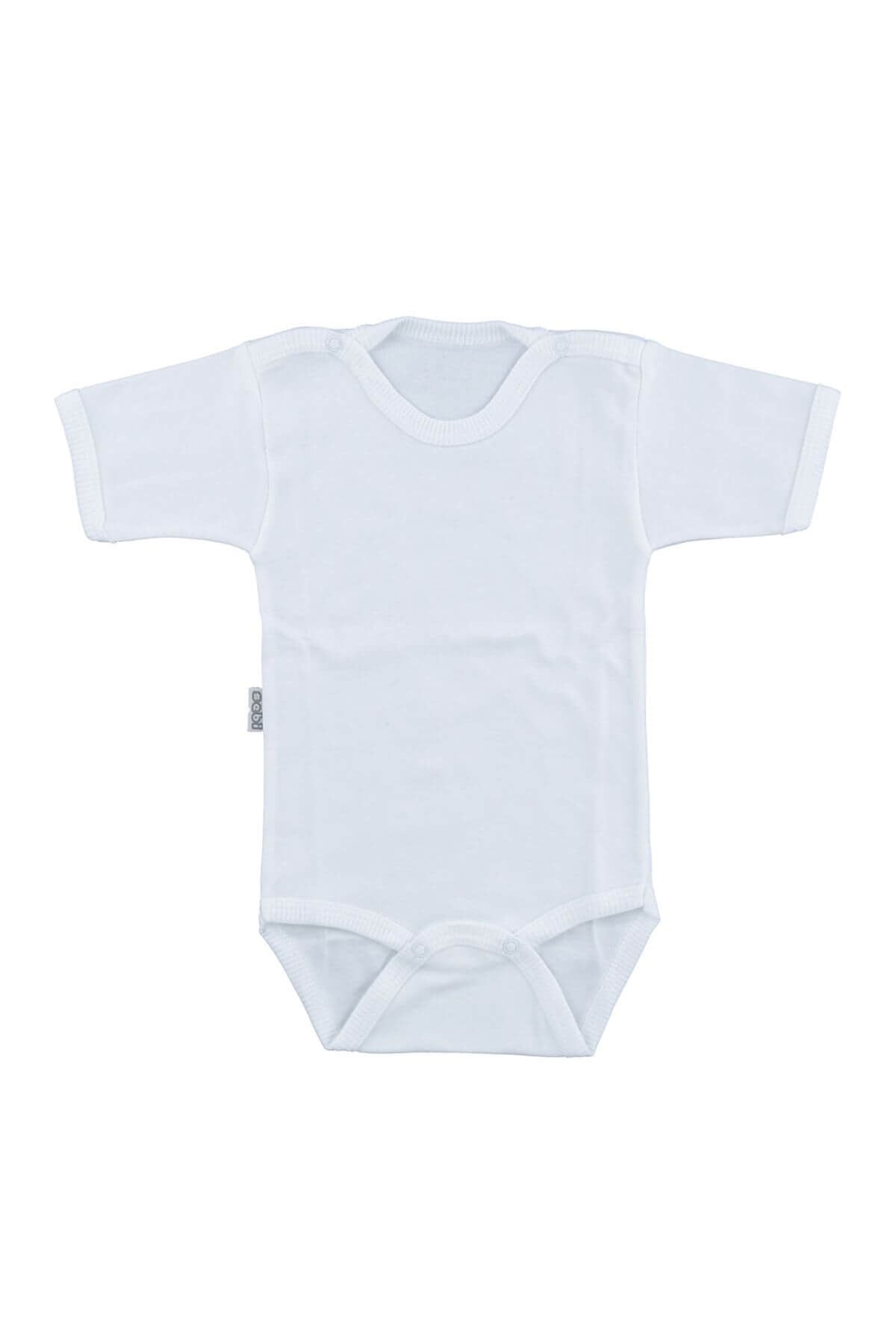 Bebek Ekru Body Pamuklu Yarım Kol Çıtçıtlı Badi SB156Erkek Bebek BodySebi
