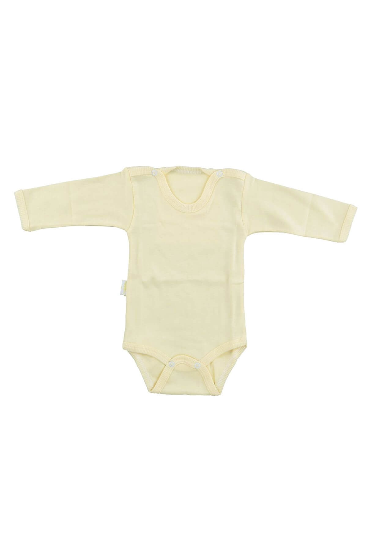 Bebek Sarı Body Pamuklu Uzun Kol Çıtçıtlı Badi SB157Erkek Bebek BodySebi
