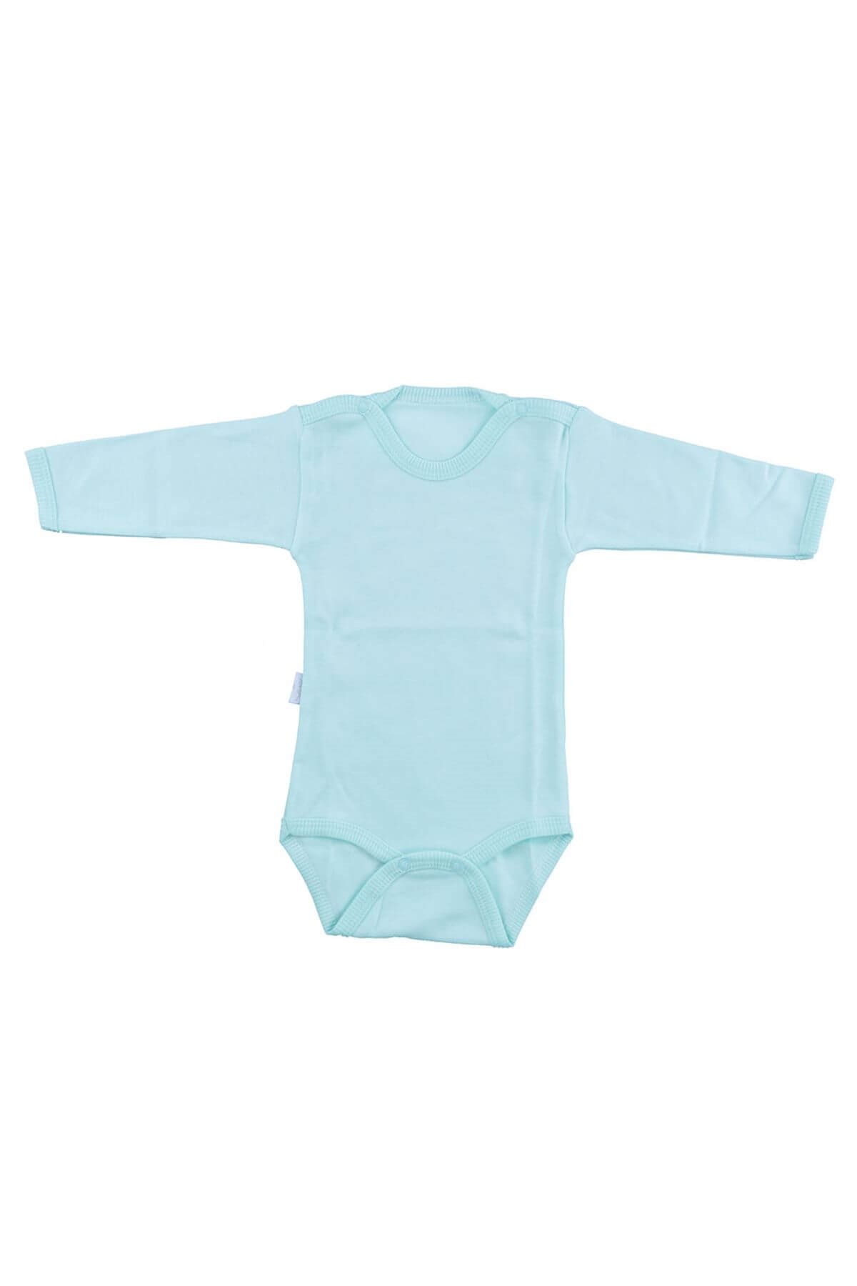 Bebek Yeşil Body Pamuklu Uzun Kol Çıtçıtlı Badi SB157Erkek Bebek BodySebi