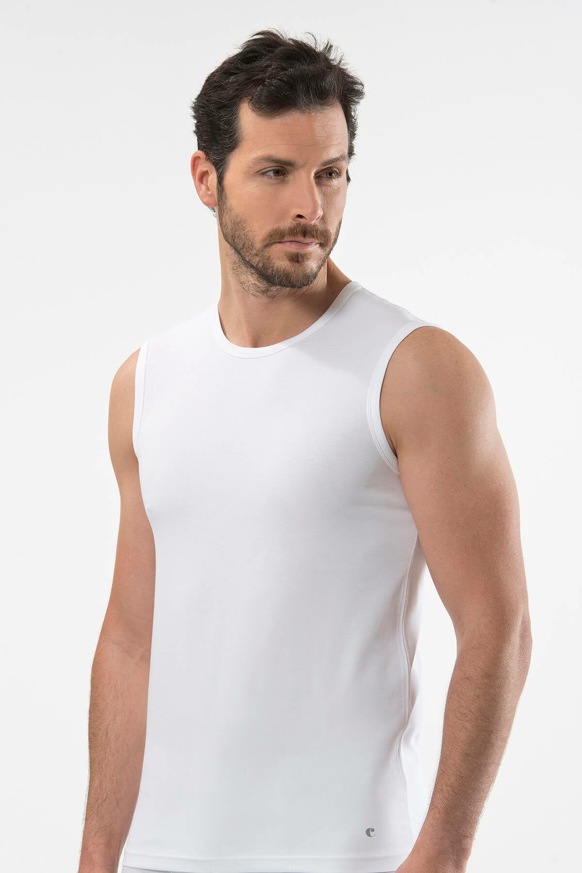 Cacharel 1303 Beyaz Erkek Spor Bisiklet Yaka FanilaFanilaCacharel