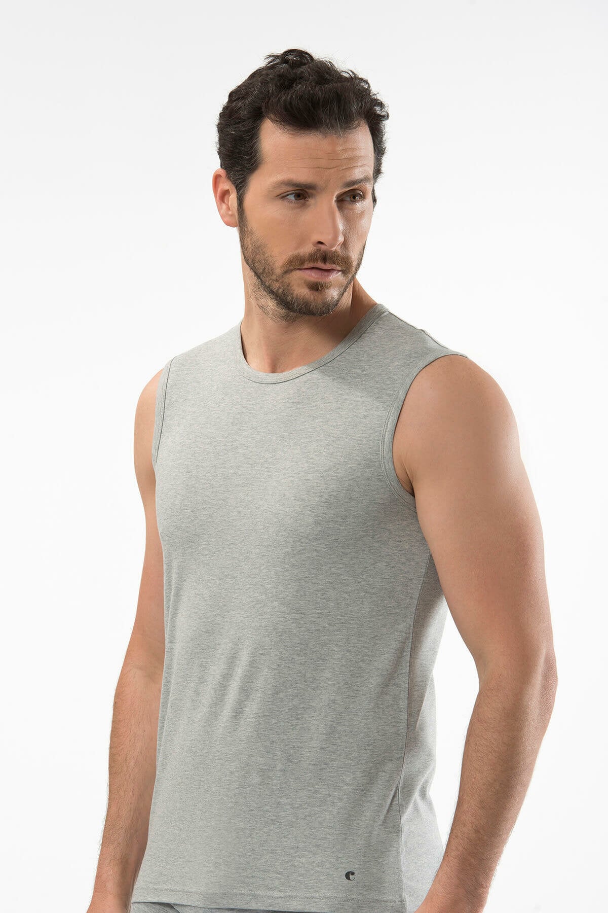 Cacharel 1303 Gri Melanj Erkek Spor Bisiklet Yaka FanilaFanilaCacharel