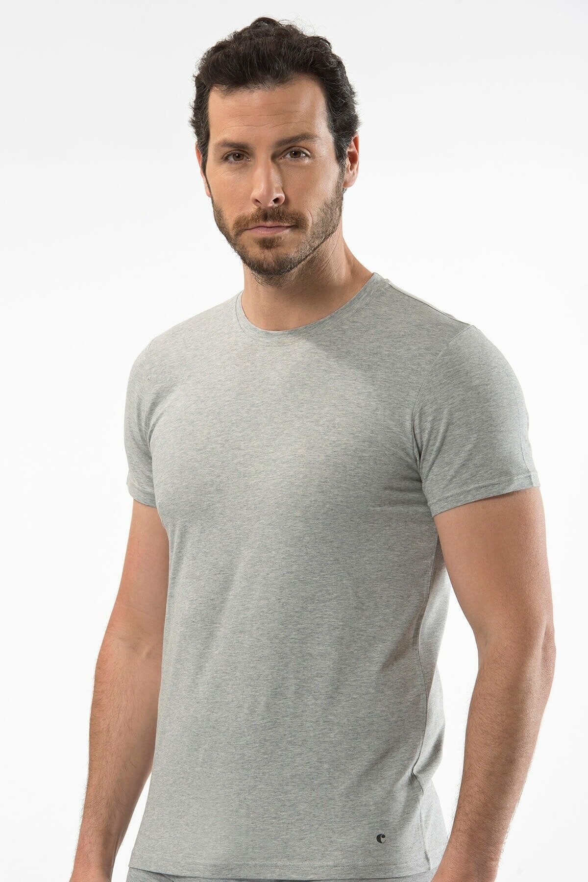 Cacharel 1307 Gri Melanj Erkek O Yaka Kısa Kollu T-ShirtT-ShirtCacharel