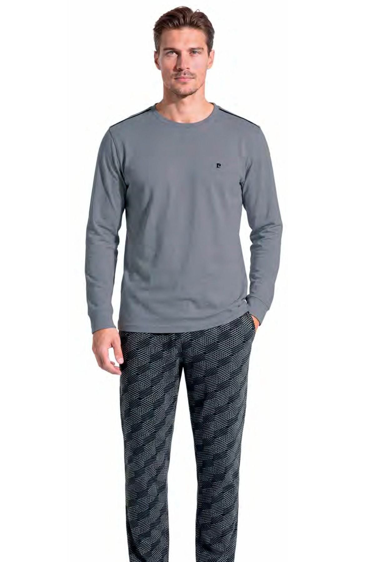 	Pierre Cardin 6149 Erkek Grı Uzun Kollu Bisiklet Yaka Pijama Takımı