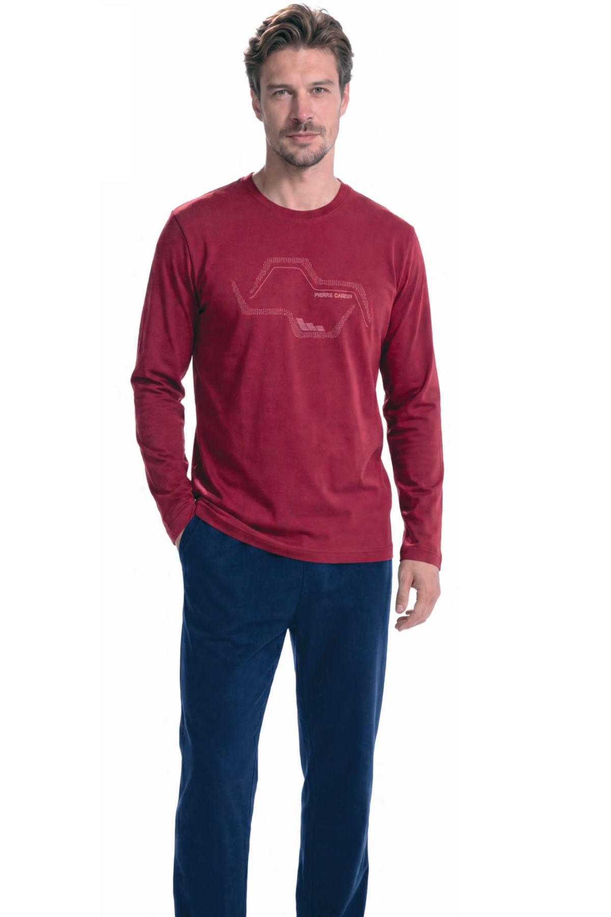	Pierre Cardin 6151 Erkek Bordo Uzun Kollu Bisiklet Yaka Pijama Takımı