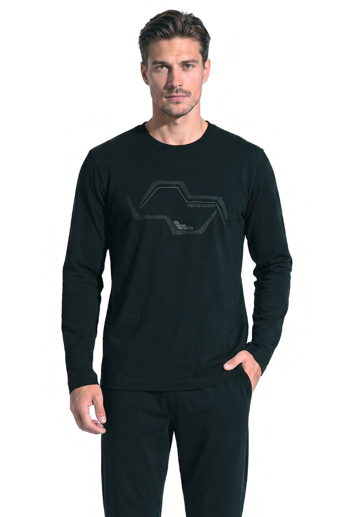 	Pierre Cardin 6151 Erkek Sıyah Uzun Kollu Bisiklet Yaka Pijama Takımı