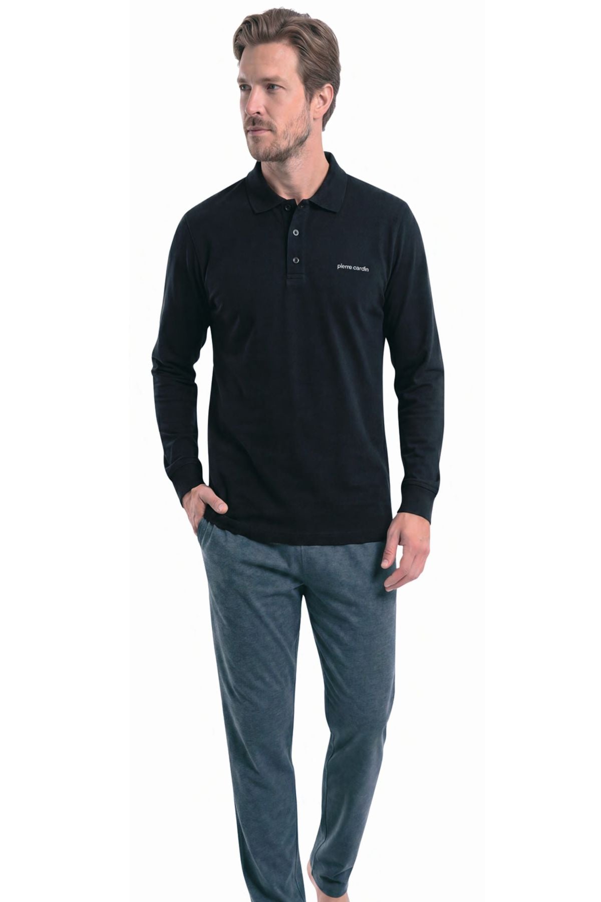 	Pierre Cardin 6150 Erkek Sıyah Uzun Kollu Yarım Pat Polo Yaka Eşofman Takımı