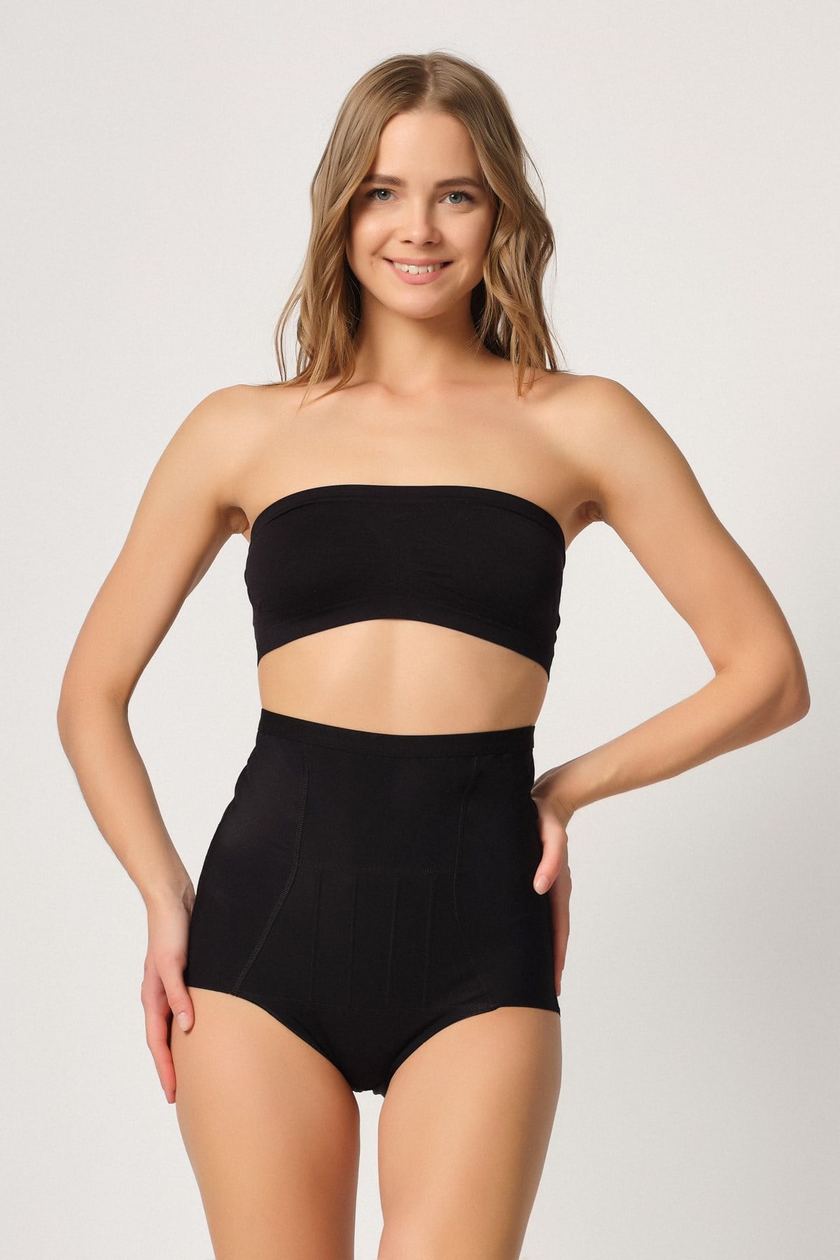Emay 2931 Göbek Balen Destekli Slip Korse Siyah