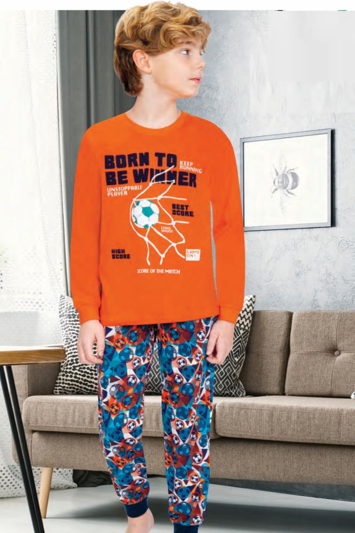 Ersoy Çocuk 700U Erkek Çocuk Turuncu Uzun Kollu Pijama TakımıErkek Çocuk PijamaErsoy Çocuk