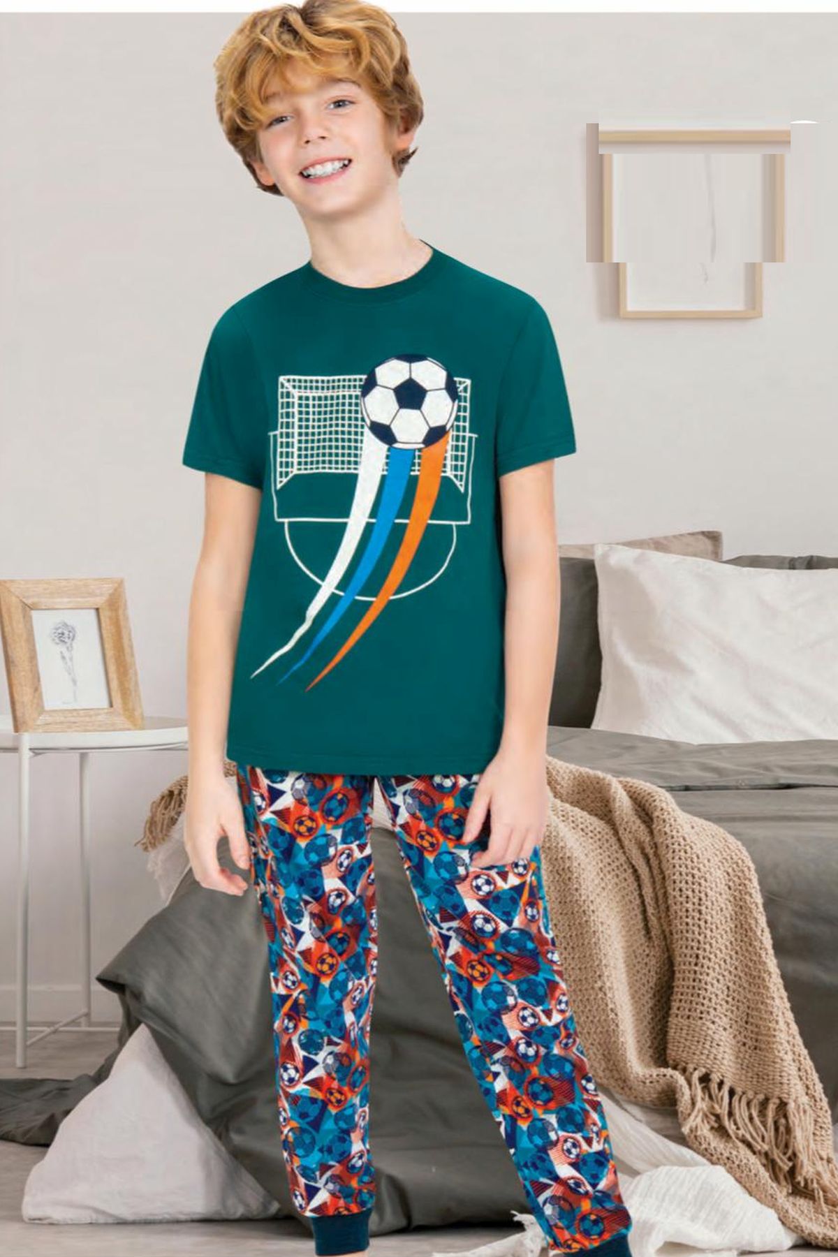 Ersoy Çocuk 701K Erkek Çocuk Yeşil Kısa Kollu Pijama TakımıErkek Çocuk PijamaErsoy Çocuk