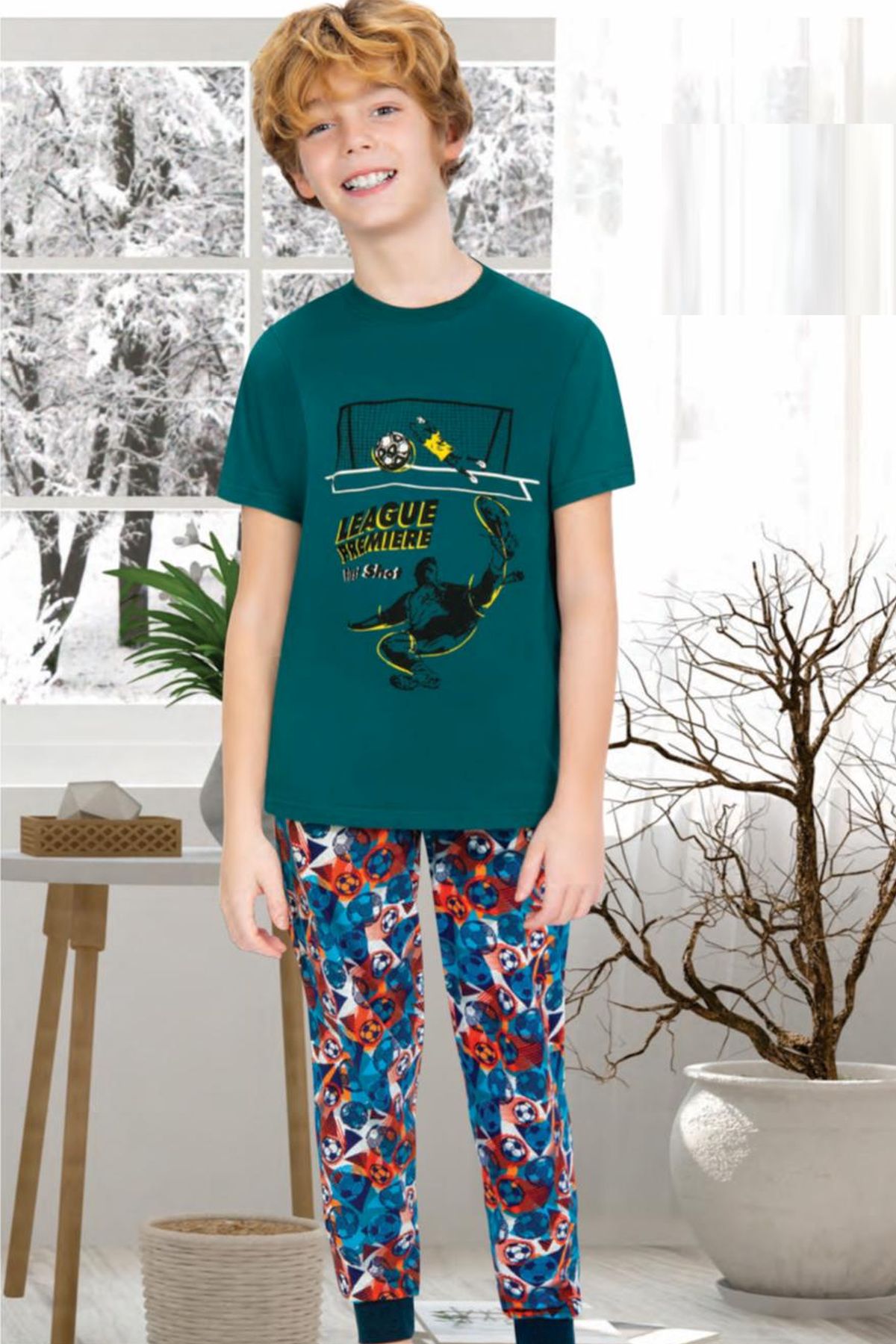 Ersoy Çocuk 702K Erkek Çocuk Yeşil Kısa Kollu Pijama TakımıErkek Çocuk PijamaErsoy Çocuk