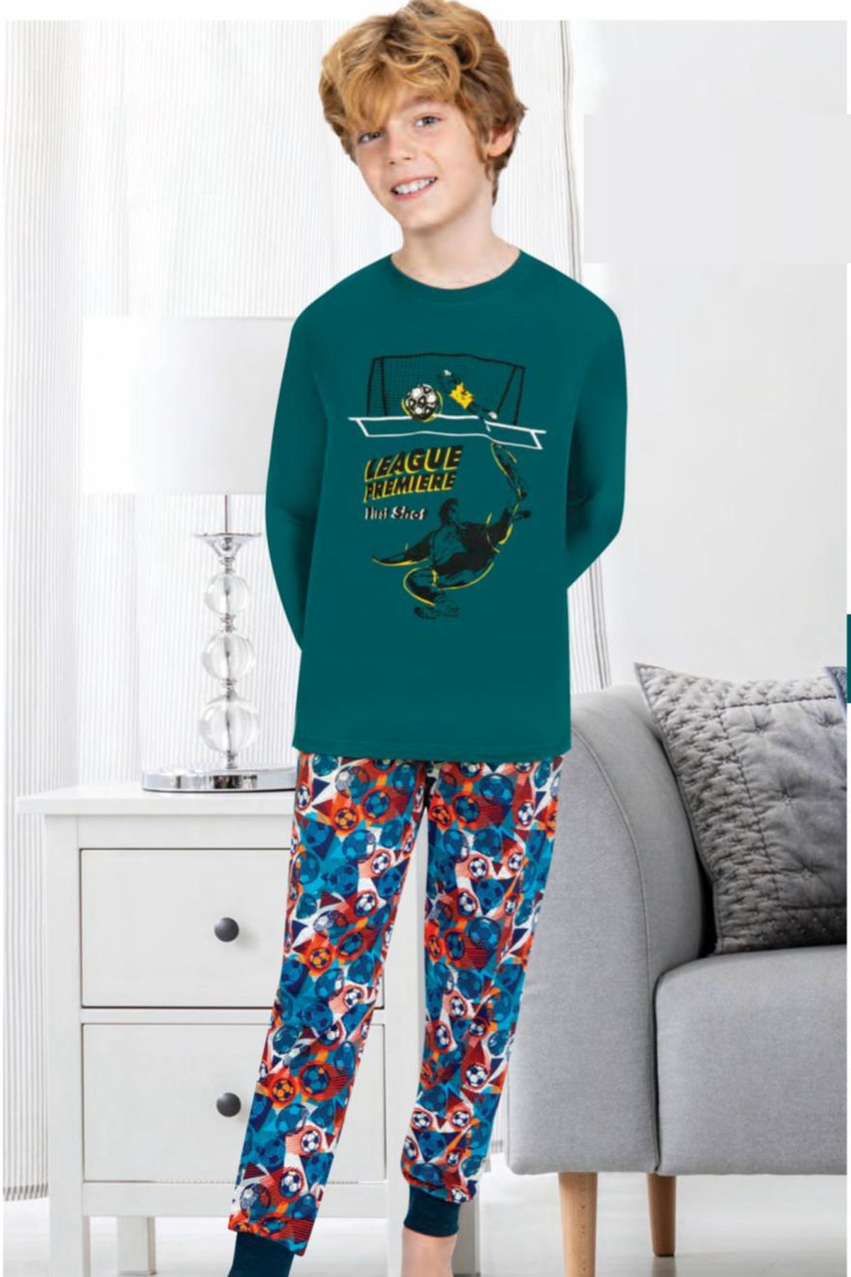 Ersoy Çocuk 702U Erkek Çocuk Yeşil Uzun Kollu Pijama TakımıErkek Çocuk PijamaErsoy Çocuk