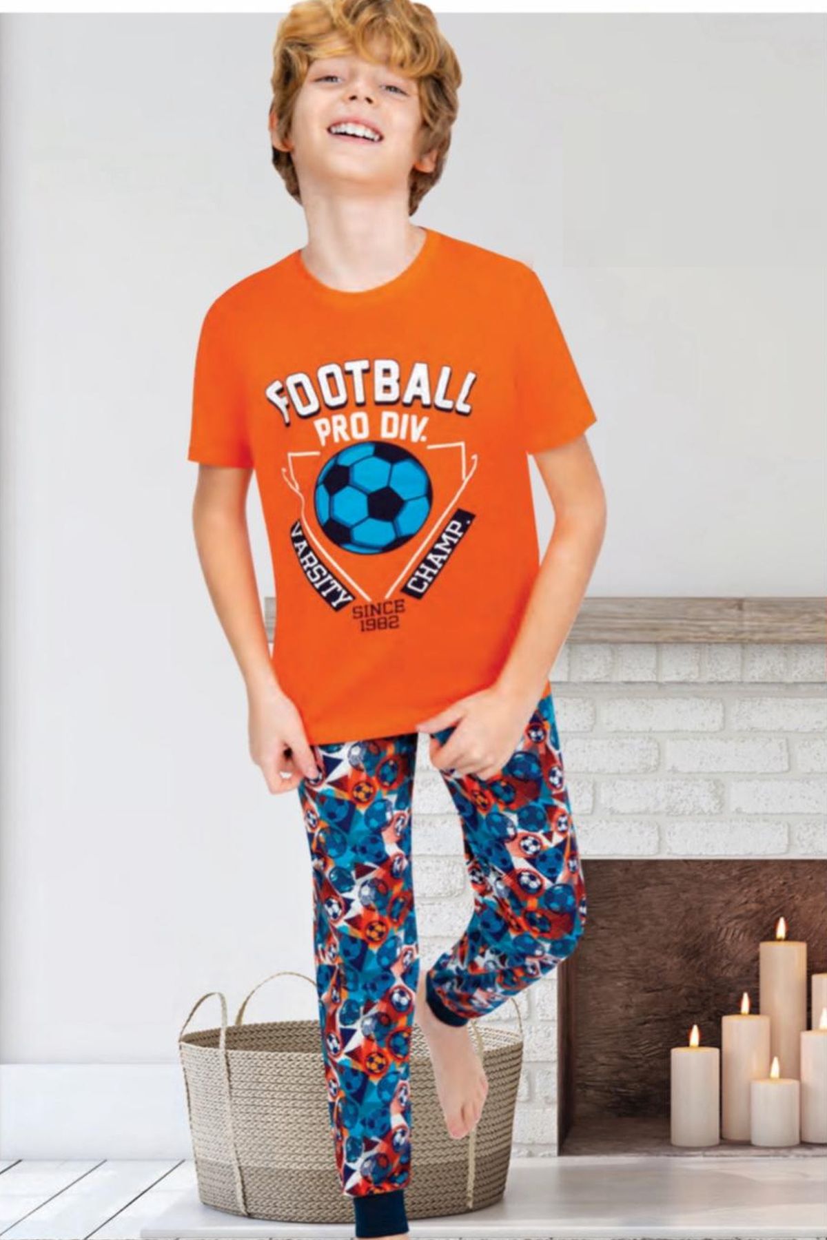 Ersoy Çocuk 703K Erkek Çocuk Turuncu Kısa Kollu Pijama TakımıErkek Çocuk PijamaErsoy Çocuk