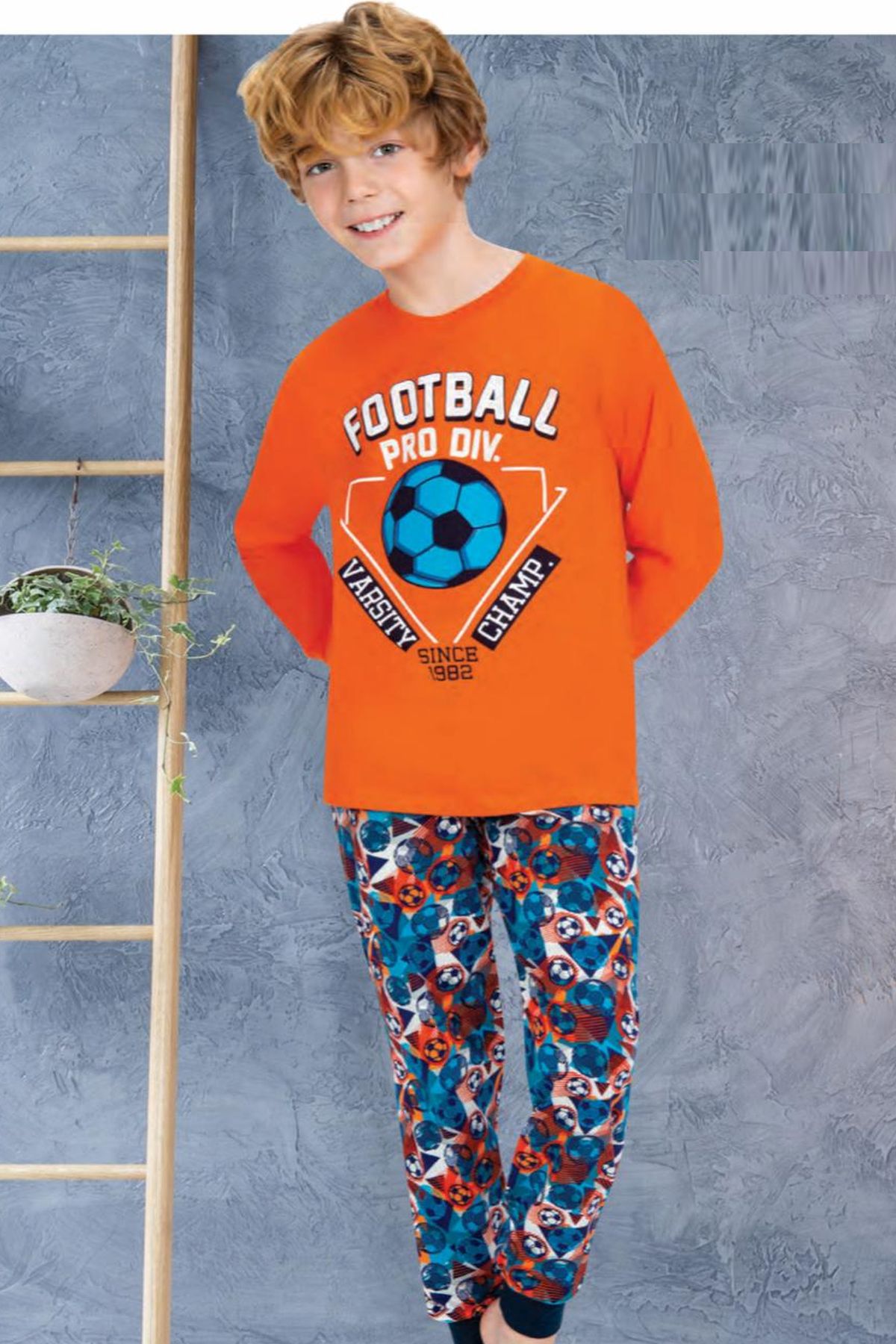 Ersoy Çocuk 703U Erkek Çocuk Turuncu Uzun Kollu Pijama TakımıErkek Çocuk PijamaErsoy Çocuk