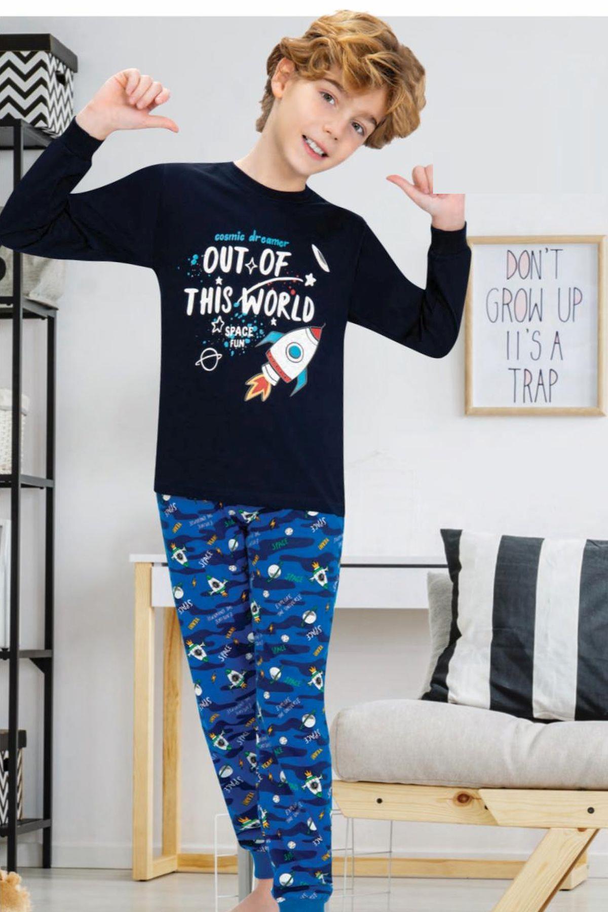 Ersoy Çocuk 705U Erkek Çocuk Lacivert Uzun Kollu Pijama TakımıErkek Çocuk PijamaErsoy Çocuk