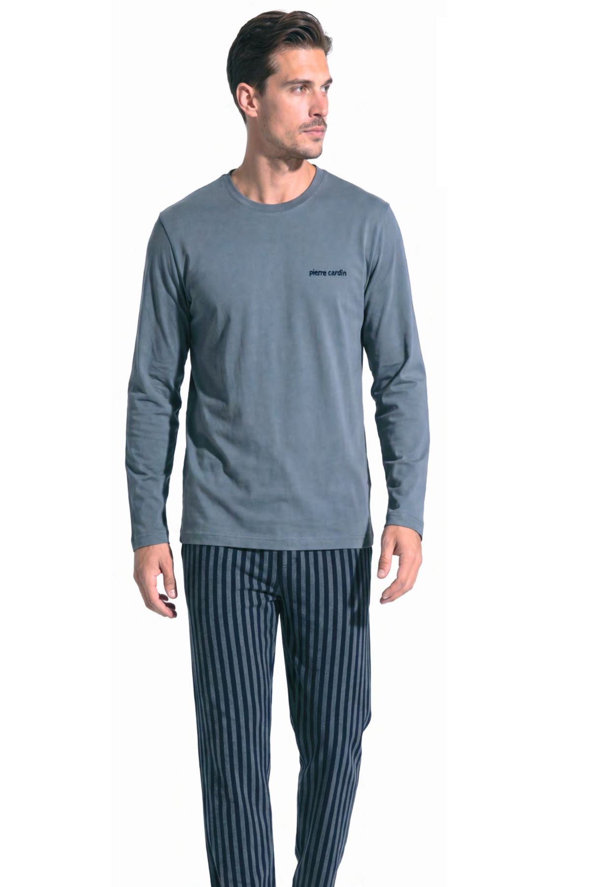 	Pierre Cardin 6147 Erkek Grı Uzun Kollu Bisiklet Yaka Pijama Takımı