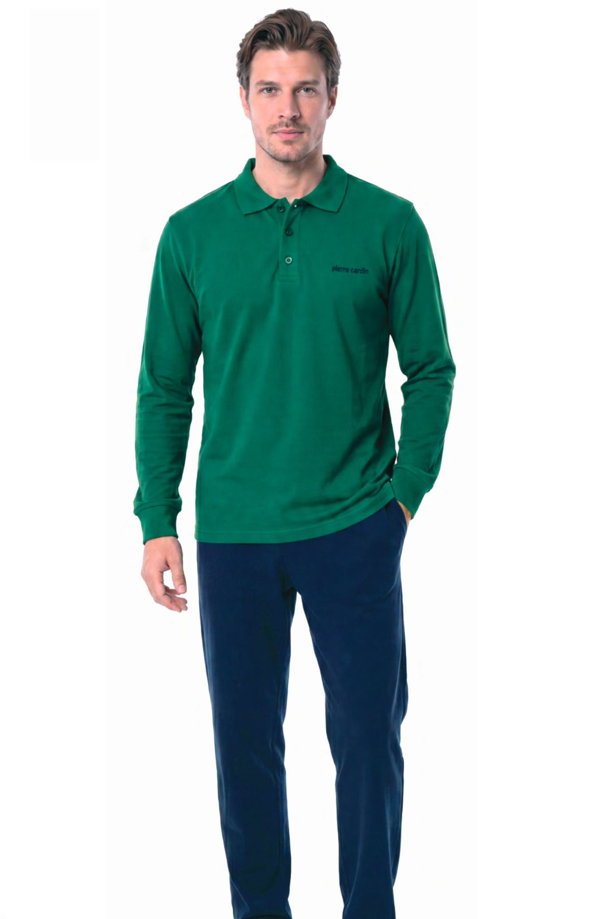 	Pierre Cardin 6150 Erkek Yesıl Uzun Kollu Yarım Pat Polo Yaka Eşofman Takımı
