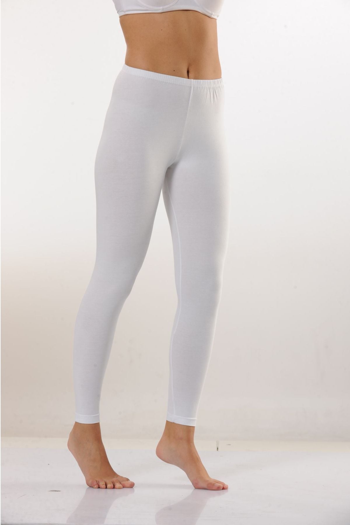 Hmd 4003 Kadın 3'lü Beyaz Rahat Doku Pamuklu Uzun TaytKadın TaytHmd Underwear