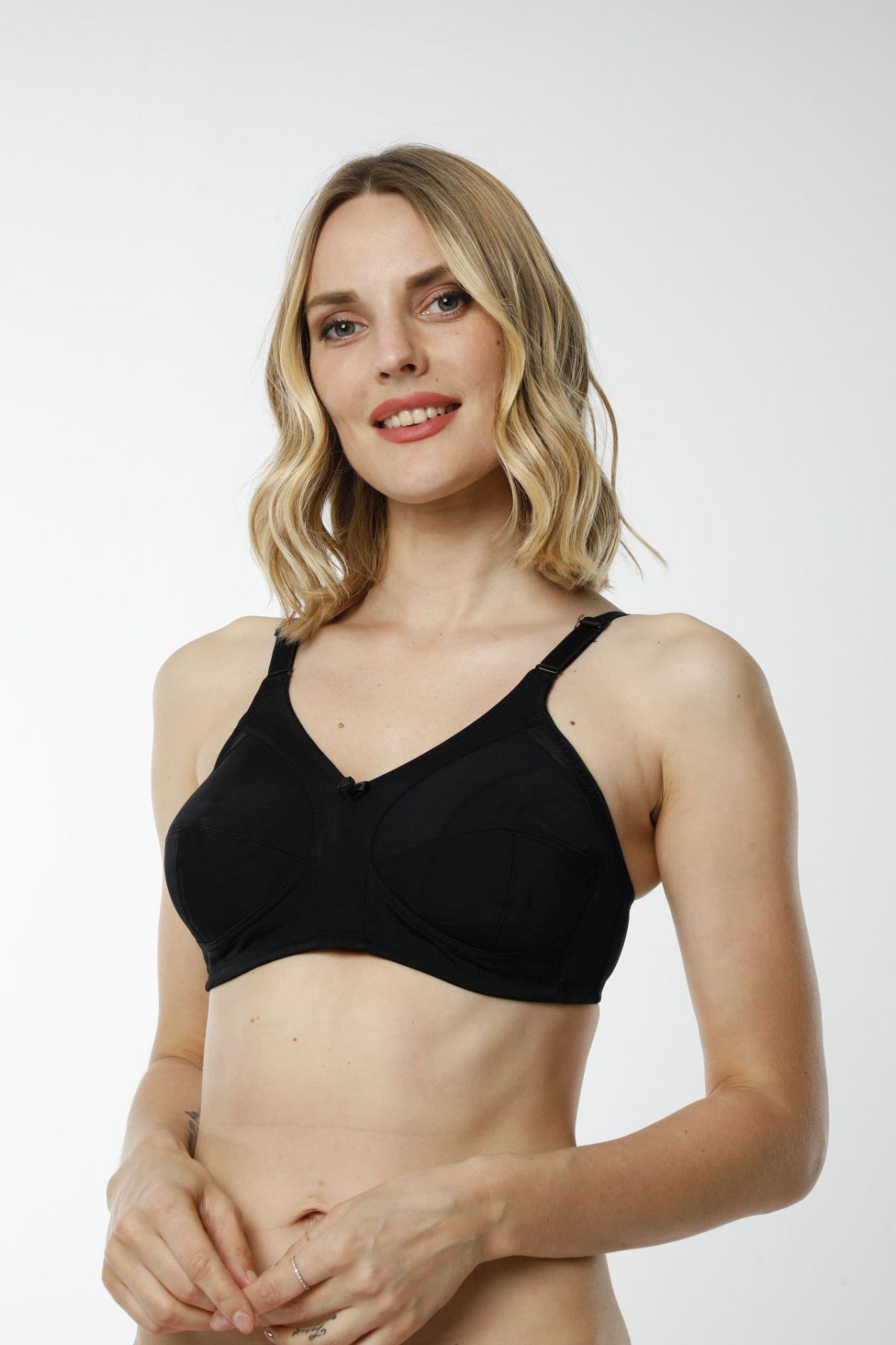 Hmd 6030 Kadın 3'lü Rahat Doku Ribana %100 Pamuk Siyah Toparlayıcı SütyenToparlayıcı SütyenlerHmd Underwear