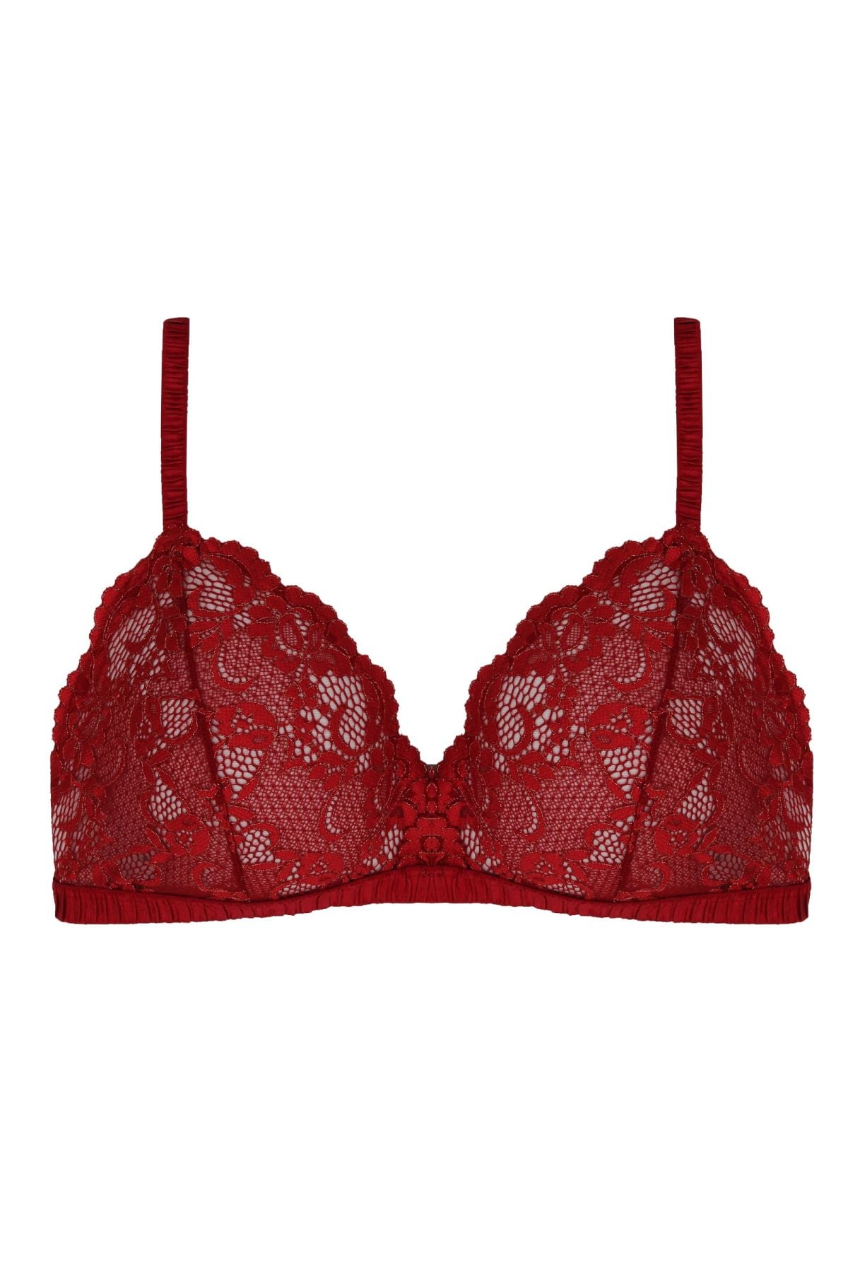 Magic Form 1680 Kadın Kırmızı Balensiz Süngersiz Üçgen Model Dantelli Bralet SütyenBalensiz SütyenlerMagic Form