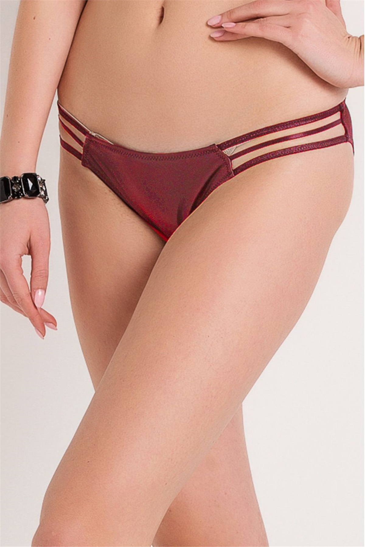 Magic Form 259 Kadın Bordo Deri Kumaşlı İki İp Kenarlı Normal KülotSlip KülotMagic Form